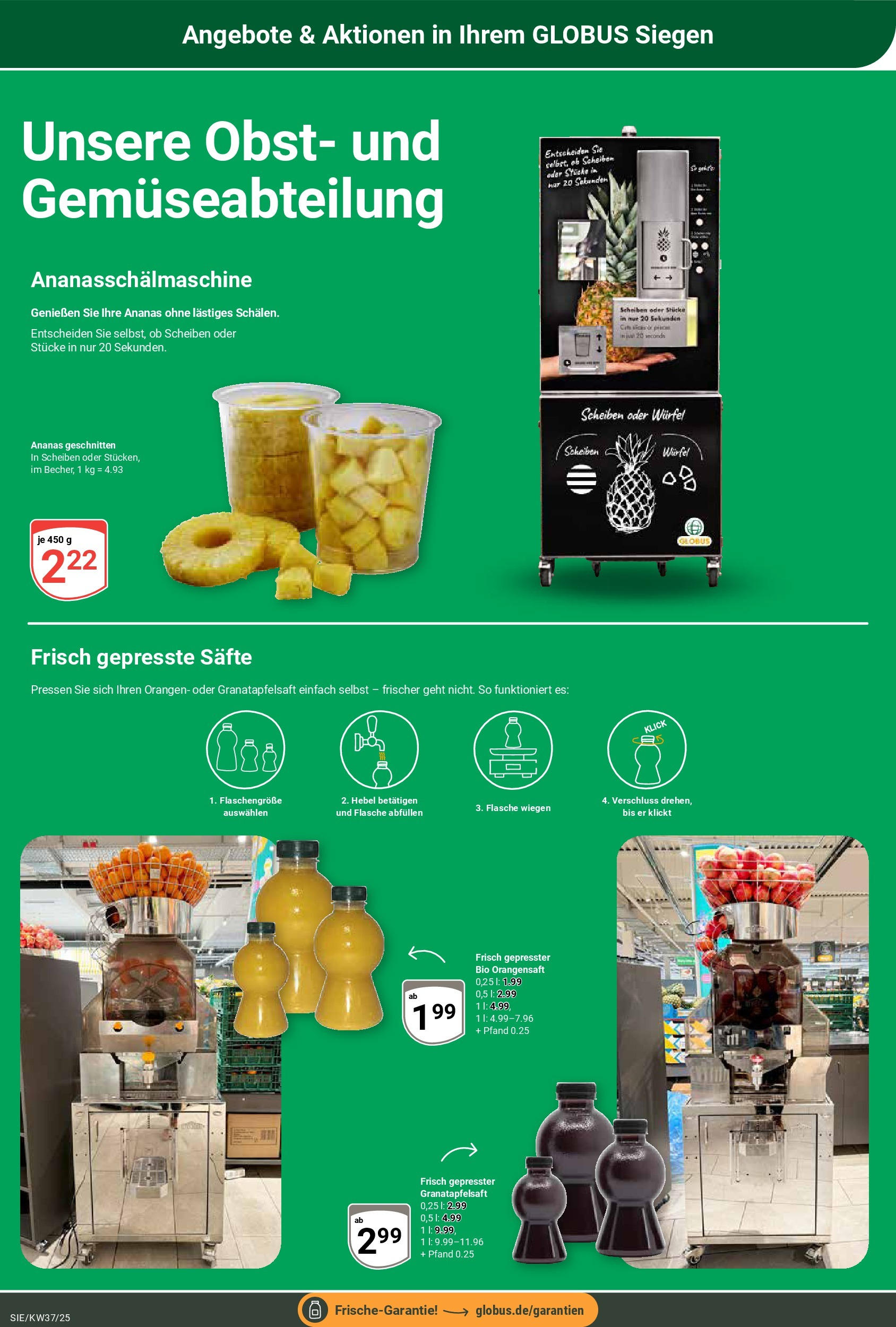 Globus prospekt Siegen	 (ab 07.09.2025) » Angebote online | Seite: 7 | Produkte: Orangen, Ananas, Orangensaft, Obst