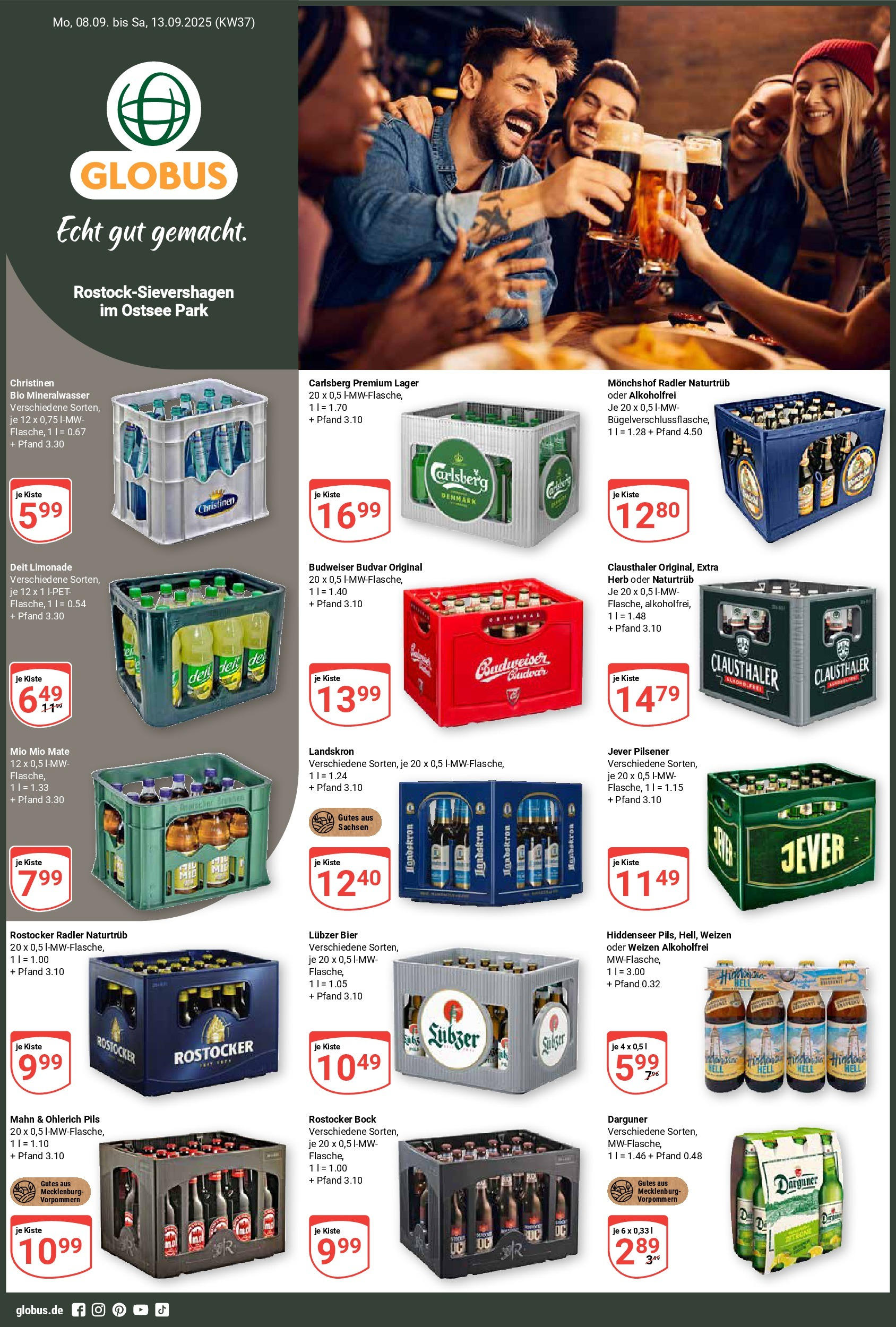 Globus prospekt Lambrechtshagen	 (ab 07.09.2025) » Angebote online | Seite: 1 | Produkte: Monchshof, Pils, Mio mio mate, Lubzer