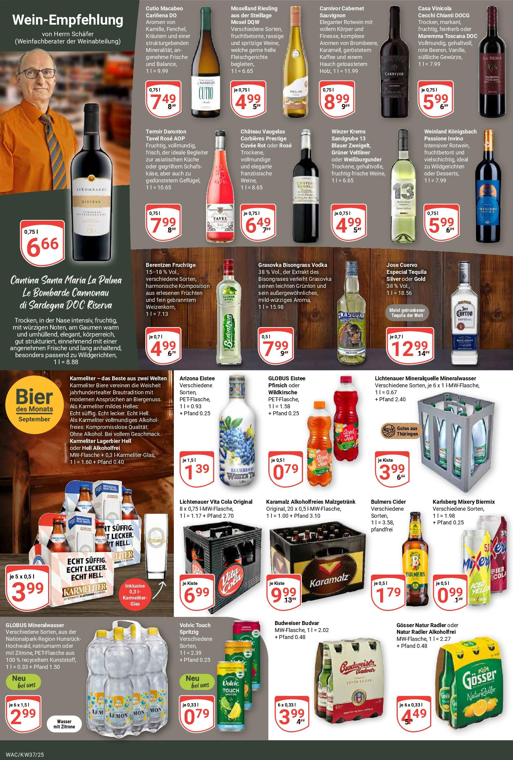 Globus prospekt Markkleeberg (ab 07.09.2025) » Angebote ab Montag | Seite: 13 | Produkte: Rotwein, Tequila, Radler, Budweiser Globus prospekt Markkleeberg (ab 07.09.2025) » Angebote online | Seite: 13 | Produkte: Rotwein, Tequila, Radler, Budweiser