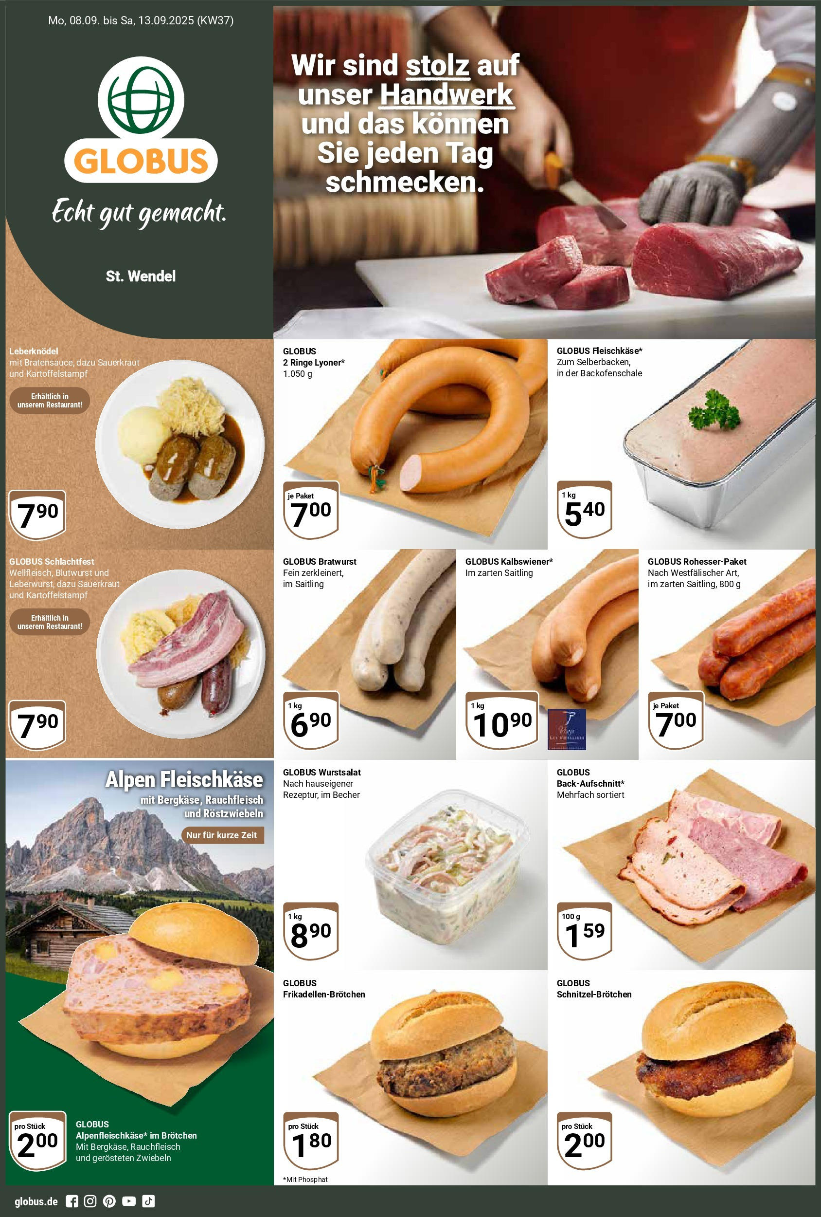 Globus prospekt St. Wendel (ab 07.09.2025) » Angebote ab Montag | Seite: 1 | Produkte: Bratwurst, Zwiebeln Globus prospekt St. Wendel (ab 07.09.2025) » Angebote online | Seite: 1 | Produkte: Bratwurst, Zwiebeln