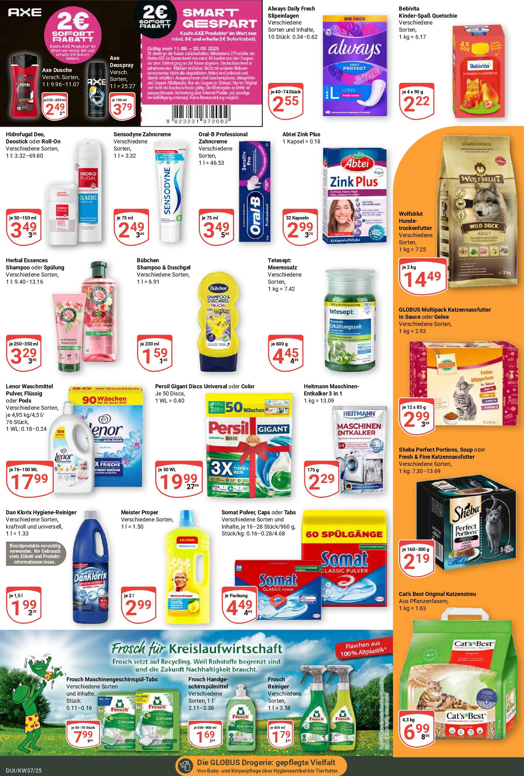Globus prospekt Duisburg (ab 07.09.2025) » Angebote ab Montag | Seite: 19 | Produkte: Lenor, Sheba, Shampoo, Axe Globus prospekt Duisburg (ab 07.09.2025) » Angebote online | Seite: 19 | Produkte: Lenor, Sheba, Shampoo, Axe