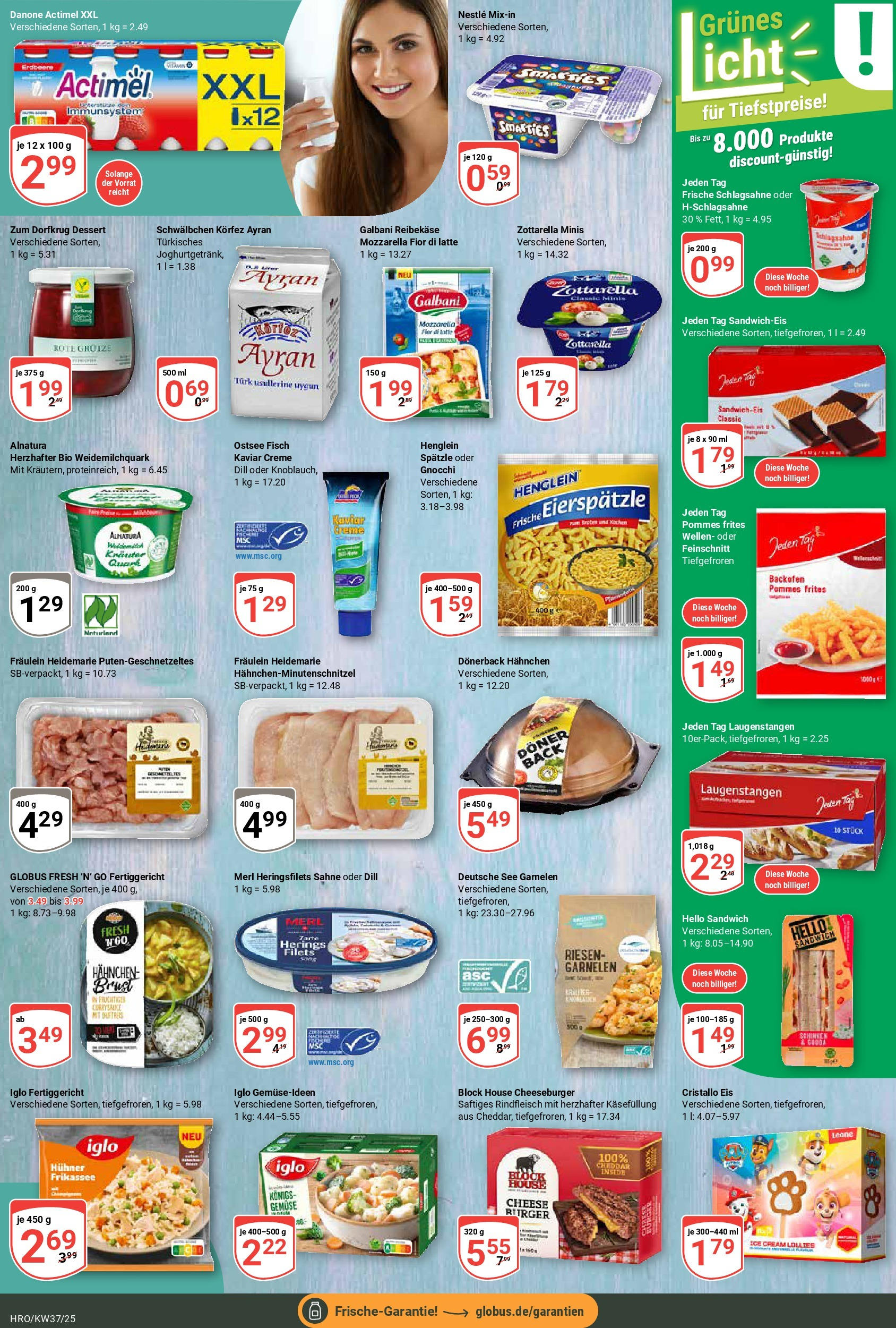 Globus prospekt Rostock	 (ab 07.09.2025) » Angebote online | Seite: 10 | Produkte: Actimel, Mozzarella, Pommes frites, Dill