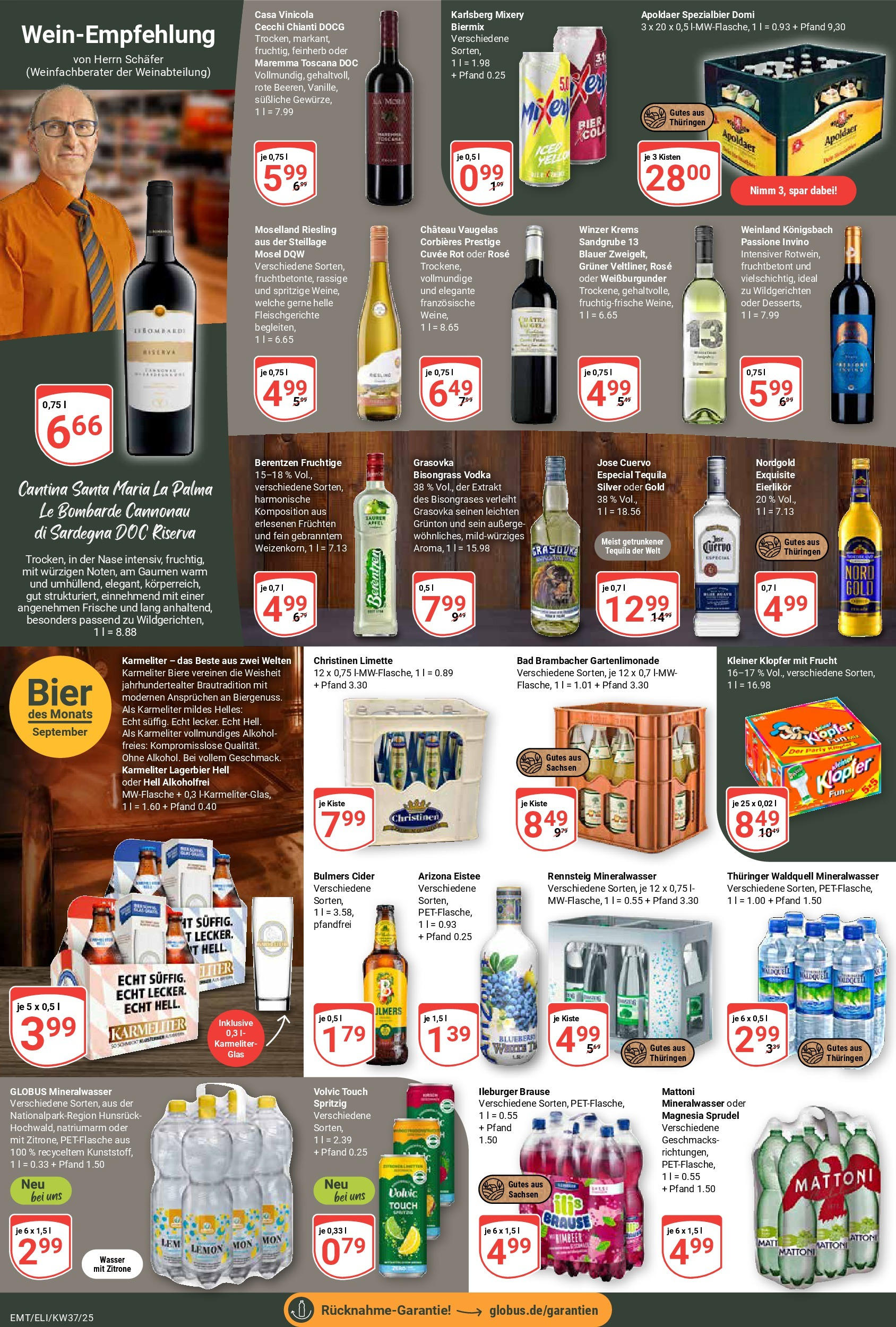 Globus prospekt Erfurt-Linderbach (ab 07.09.2025) » Angebote ab Montag | Seite: 14 | Produkte: Bier, Bad, Mineralwasser, Limette Globus prospekt Erfurt-Linderbach (ab 07.09.2025) » Angebote online | Seite: 14 | Produkte: Bier, Bad, Mineralwasser, Limette