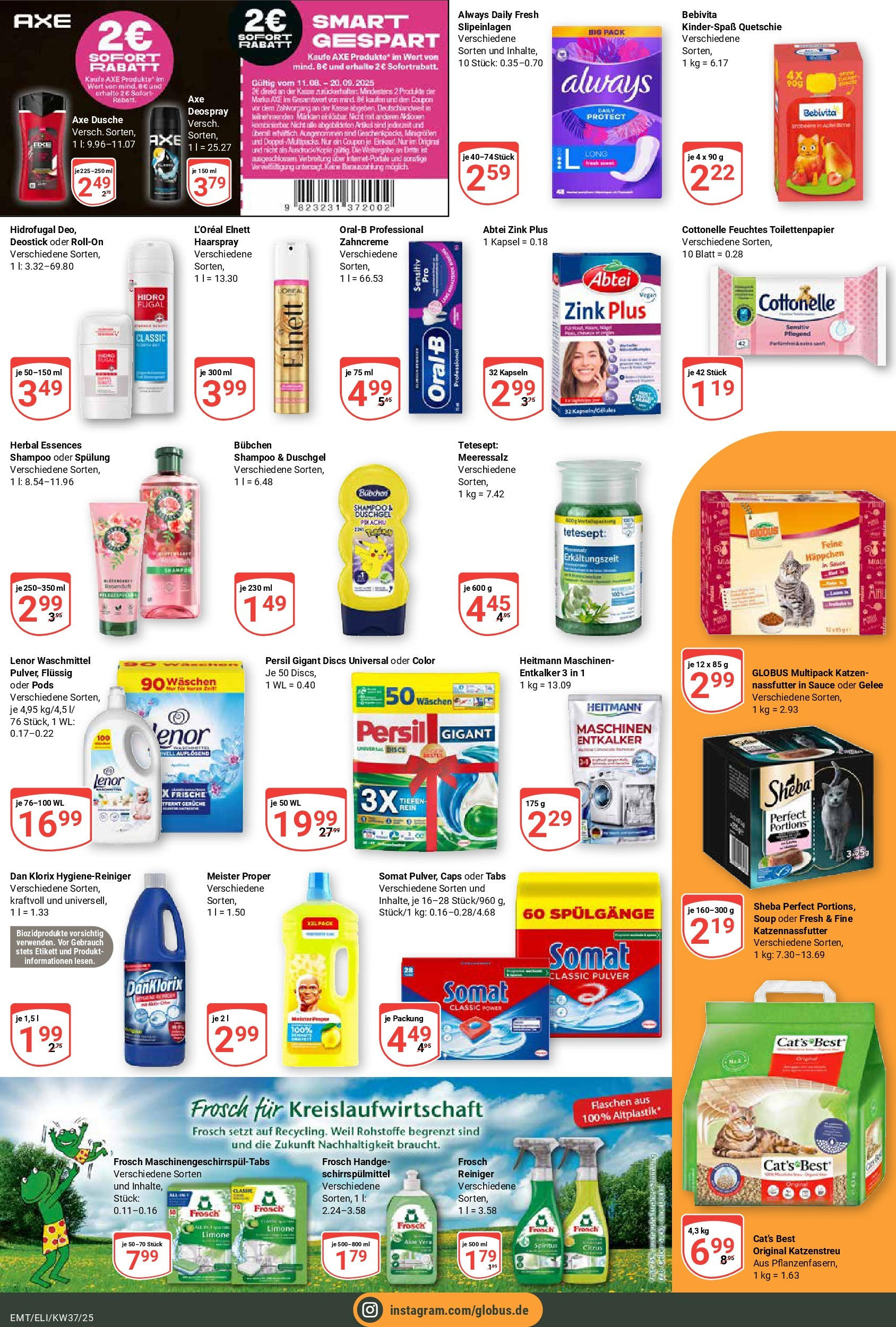 Globus prospekt Erfurt-Linderbach (ab 07.09.2025) » Angebote ab Montag | Seite: 17 | Produkte: Shampoo, Duschgel, Axe, Toilettenpapier Globus prospekt Erfurt-Linderbach (ab 07.09.2025) » Angebote online | Seite: 17 | Produkte: Shampoo, Duschgel, Axe, Toilettenpapier