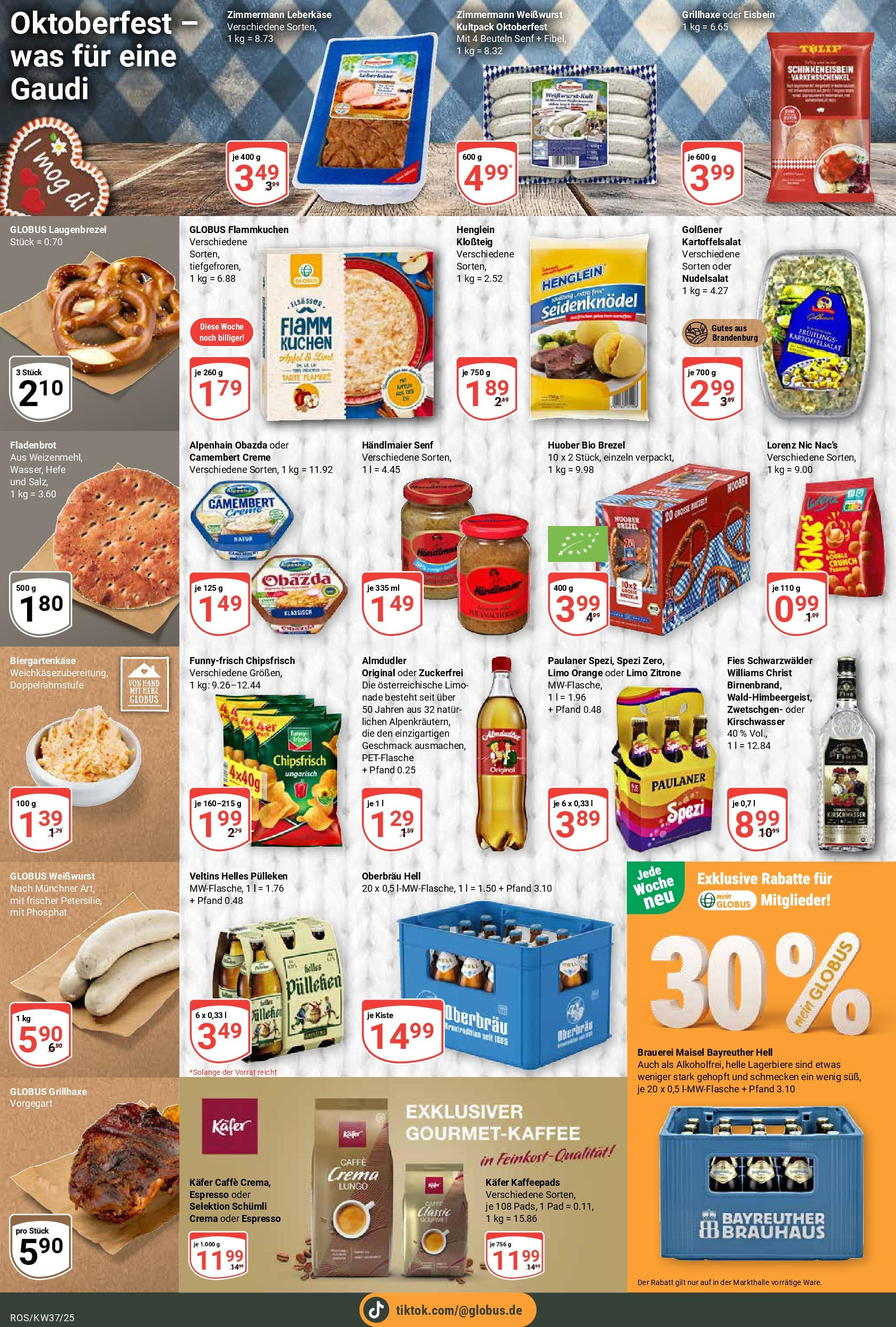 Globus prospekt Lambrechtshagen	 (ab 07.09.2025) » Angebote online | Seite: 16 | Produkte: Kaffeepads, Weißwurst, Paulaner, Veltins