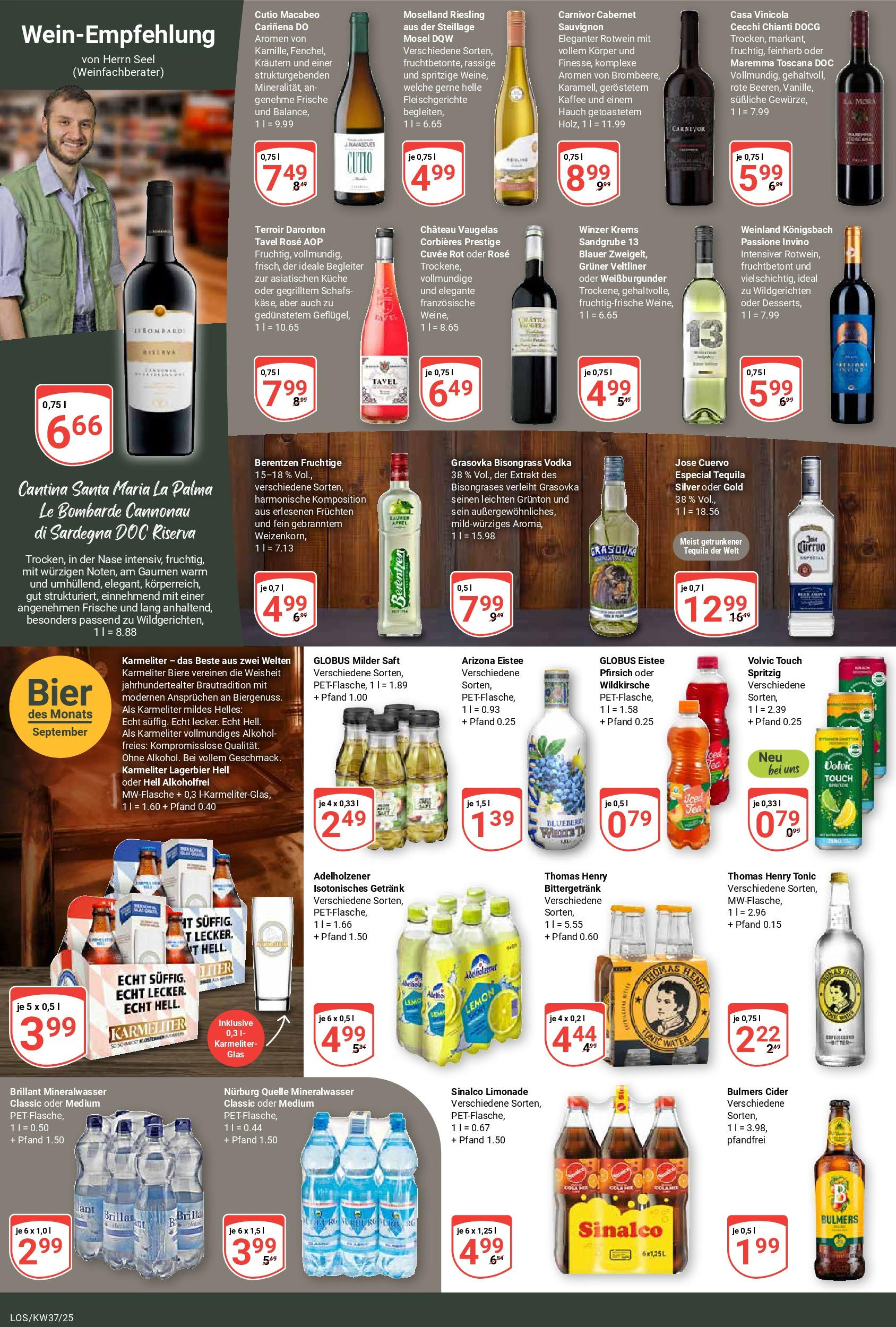Globus prospekt Losheim Am See	 (ab 07.09.2025) » Angebote online | Seite: 16 | Produkte: Volvic touch, Vodka, Brille, Berentzen