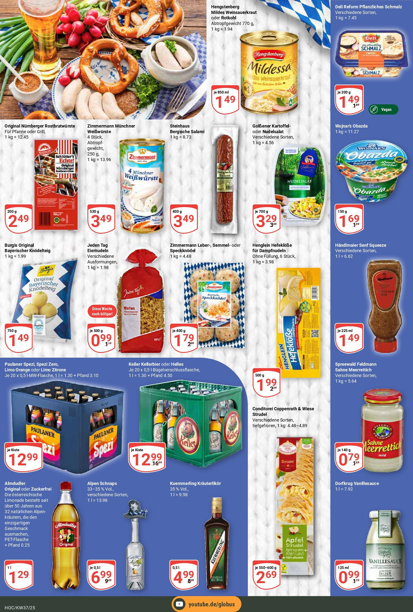 Globus prospekt Hockenheim	 (ab 07.09.2025) » Angebote online | Seite: 24 | Produkte: Rotkohl, Paulaner spezi, Schnaps, Paulaner