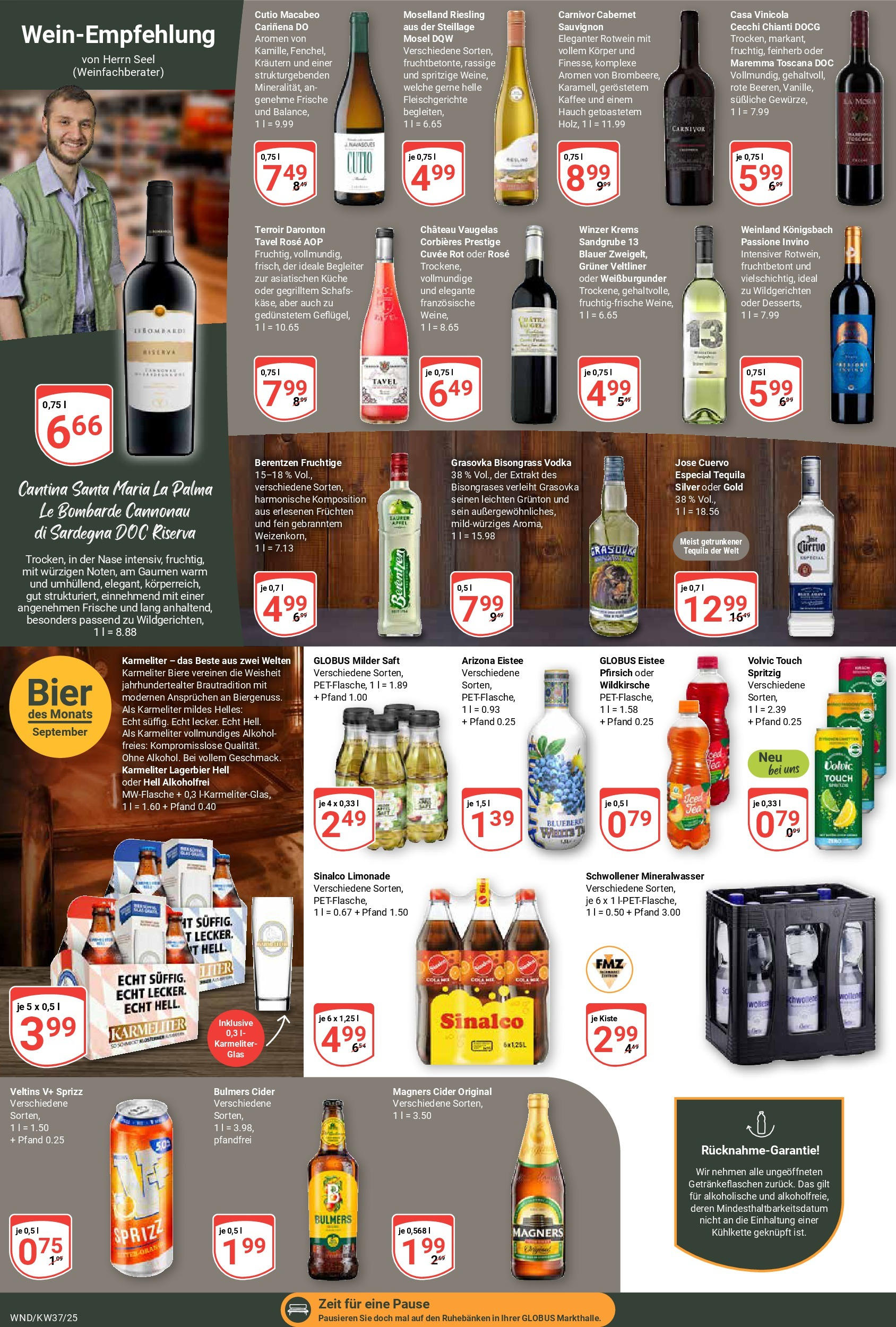 Globus prospekt St. Wendel (ab 07.09.2025) » Angebote ab Montag | Seite: 16 | Produkte: Kaffee, Limonade, Tequila, Veltins Globus prospekt St. Wendel (ab 07.09.2025) » Angebote online | Seite: 16 | Produkte: Kaffee, Limonade, Tequila, Veltins