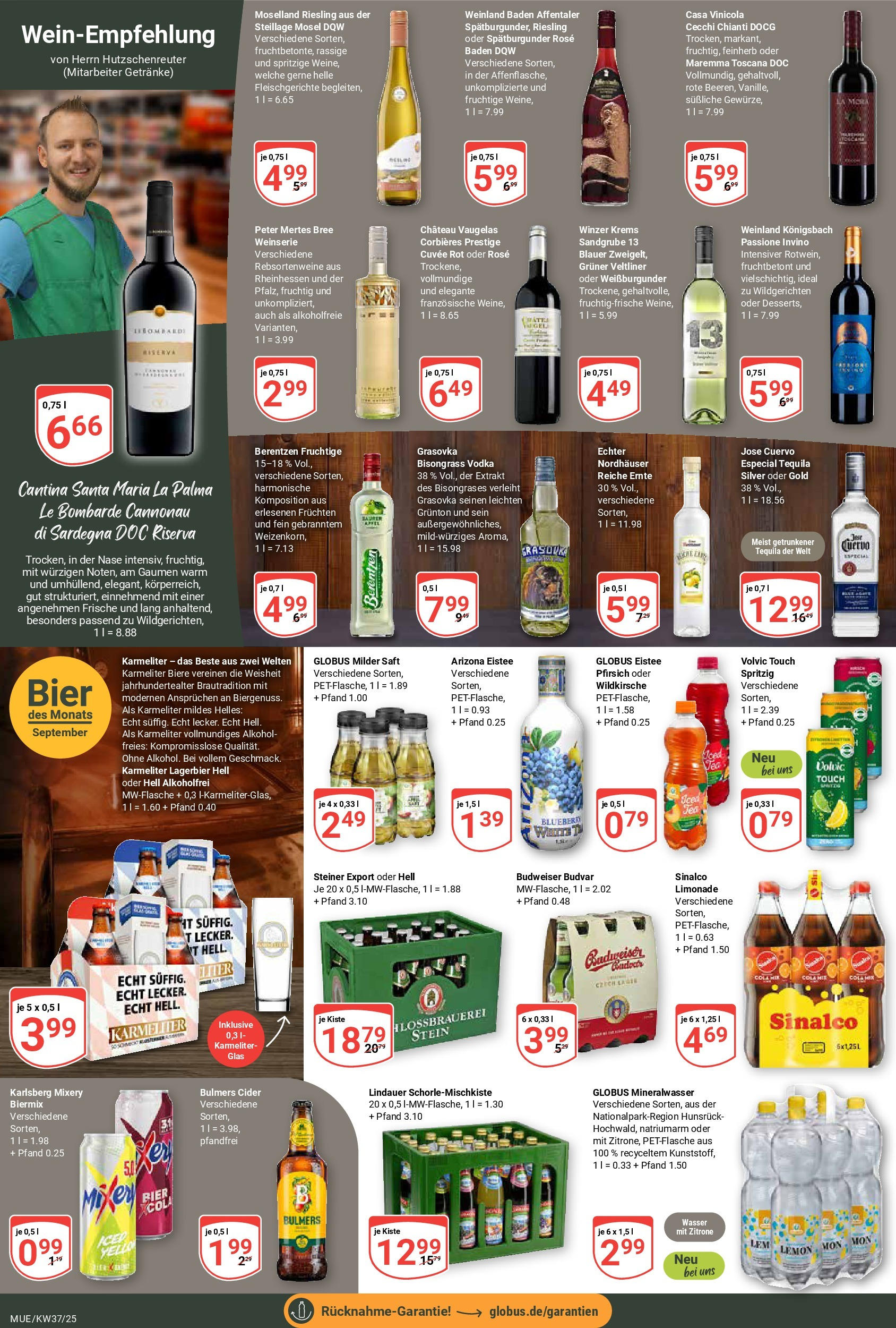 Globus prospekt Mühldorf (ab 07.09.2025) » Angebote ab Montag | Seite: 17 | Produkte: Limonade, Wasser, Budweiser, Vodka Globus prospekt Mühldorf (ab 07.09.2025) » Angebote online | Seite: 17 | Produkte: Limonade, Wasser, Budweiser, Vodka