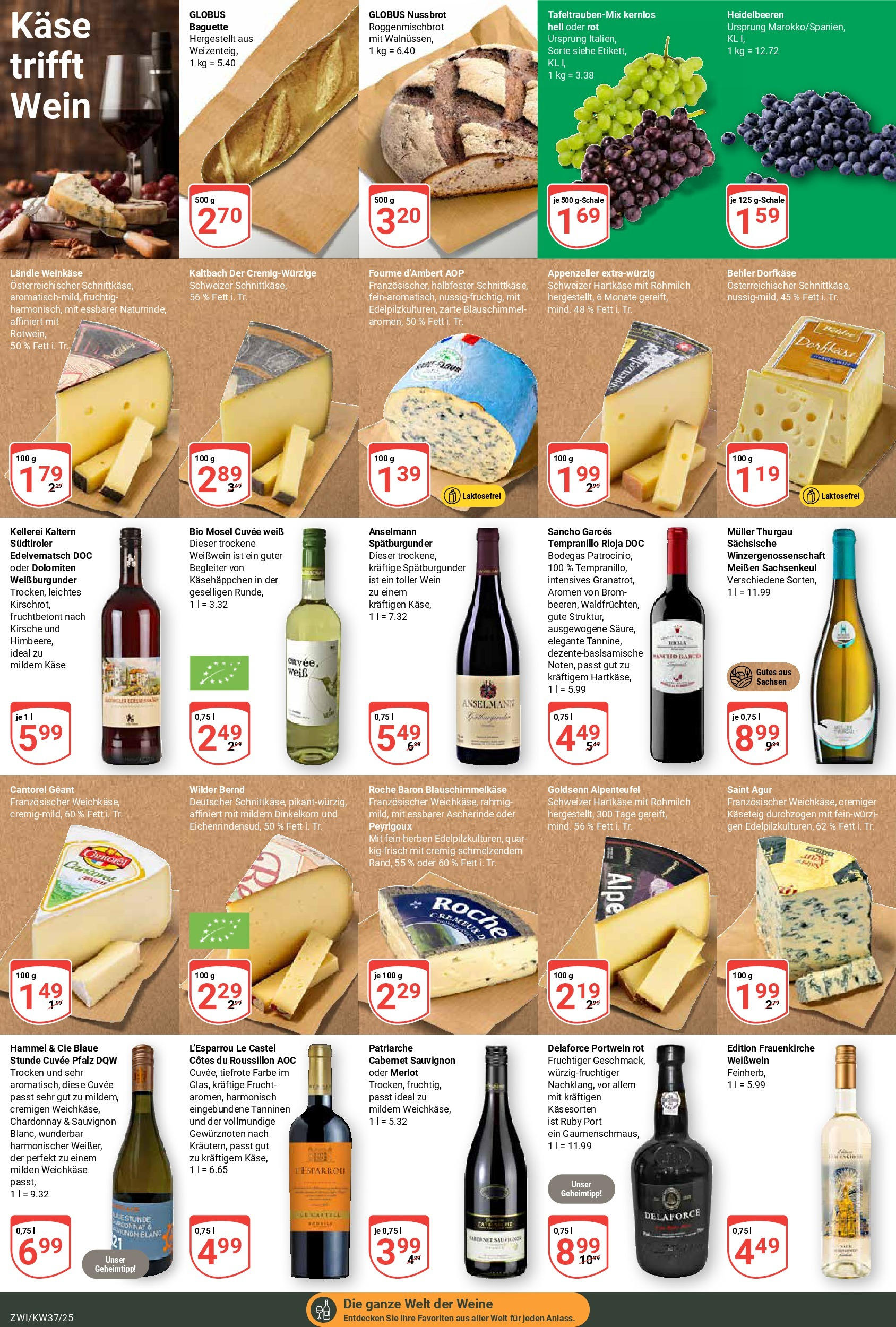 Globus prospekt Zwickau (ab 07.09.2025) » Angebote ab Montag | Seite: 15 | Produkte: Käse, Weißwein trocken, Merlot, Heidelbeeren Globus prospekt Zwickau (ab 07.09.2025) » Angebote online | Seite: 15 | Produkte: Käse, Weißwein trocken, Merlot, Heidelbeeren