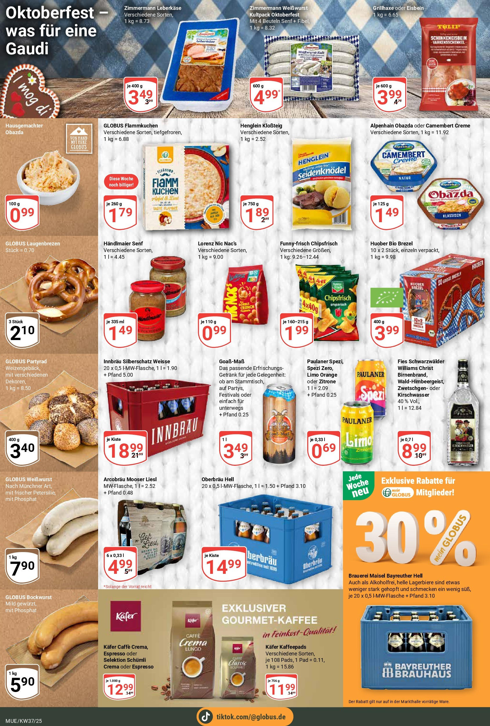 Globus prospekt Mühldorf (ab 07.09.2025) » Angebote ab Montag | Seite: 26 | Produkte: Bayreuther hell, Weißwurst, Creme, Kuchen Globus prospekt Mühldorf (ab 07.09.2025) » Angebote online | Seite: 26 | Produkte: Bayreuther hell, Weißwurst, Creme, Kuchen