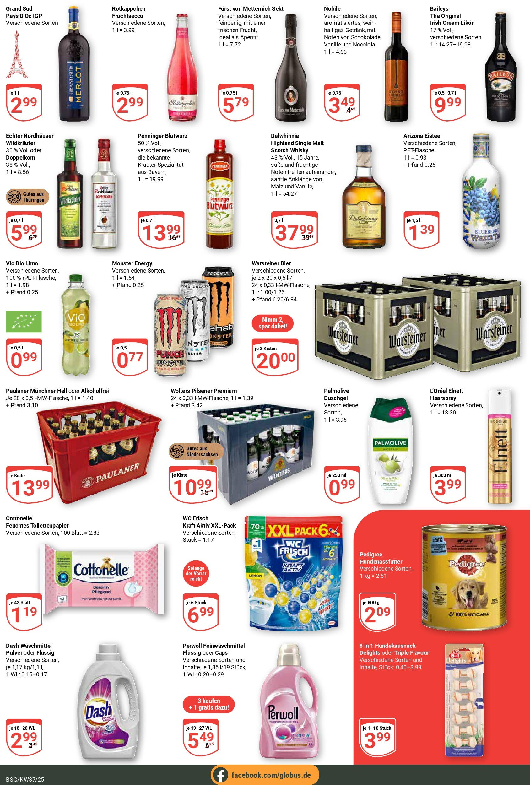 Globus prospekt Braunschweig	 (ab 07.09.2025) » Angebote online | Seite: 5 | Produkte: Perwoll, Monster, Baileys, Wein