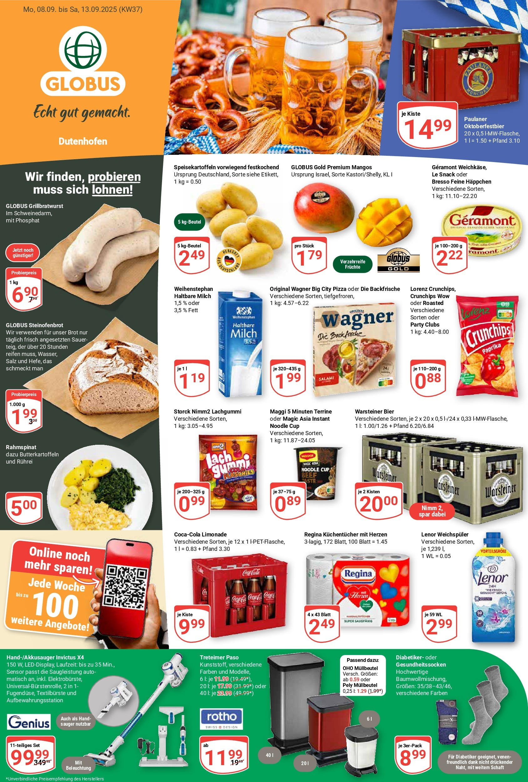 Globus prospekt Wetzlar-Dutenhofen	 (ab 07.09.2025) » Angebote online | Seite: 1 | Produkte: Lenor, Bier, Warsteiner, Brot