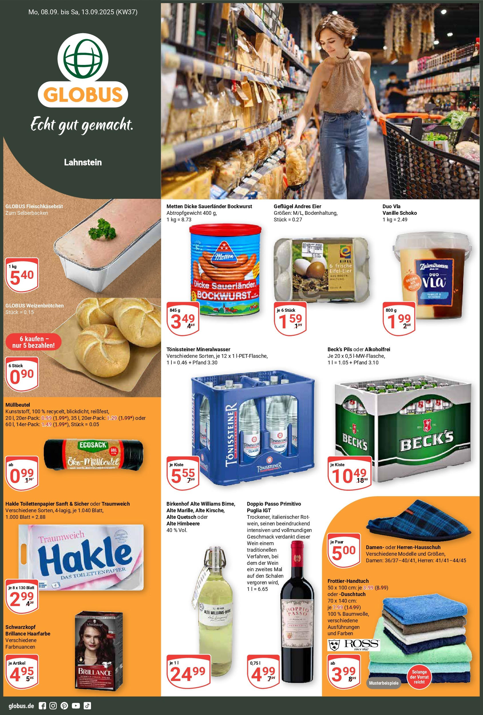 Globus prospekt Lahnstein (ab 07.09.2025) » Angebote ab Montag | Seite: 1 | Produkte: Pils, Doppio passo primitivo, Mineralwasser, Himbeere Globus prospekt Lahnstein (ab 07.09.2025) » Angebote online | Seite: 1 | Produkte: Pils, Doppio passo primitivo, Mineralwasser, Himbeere
