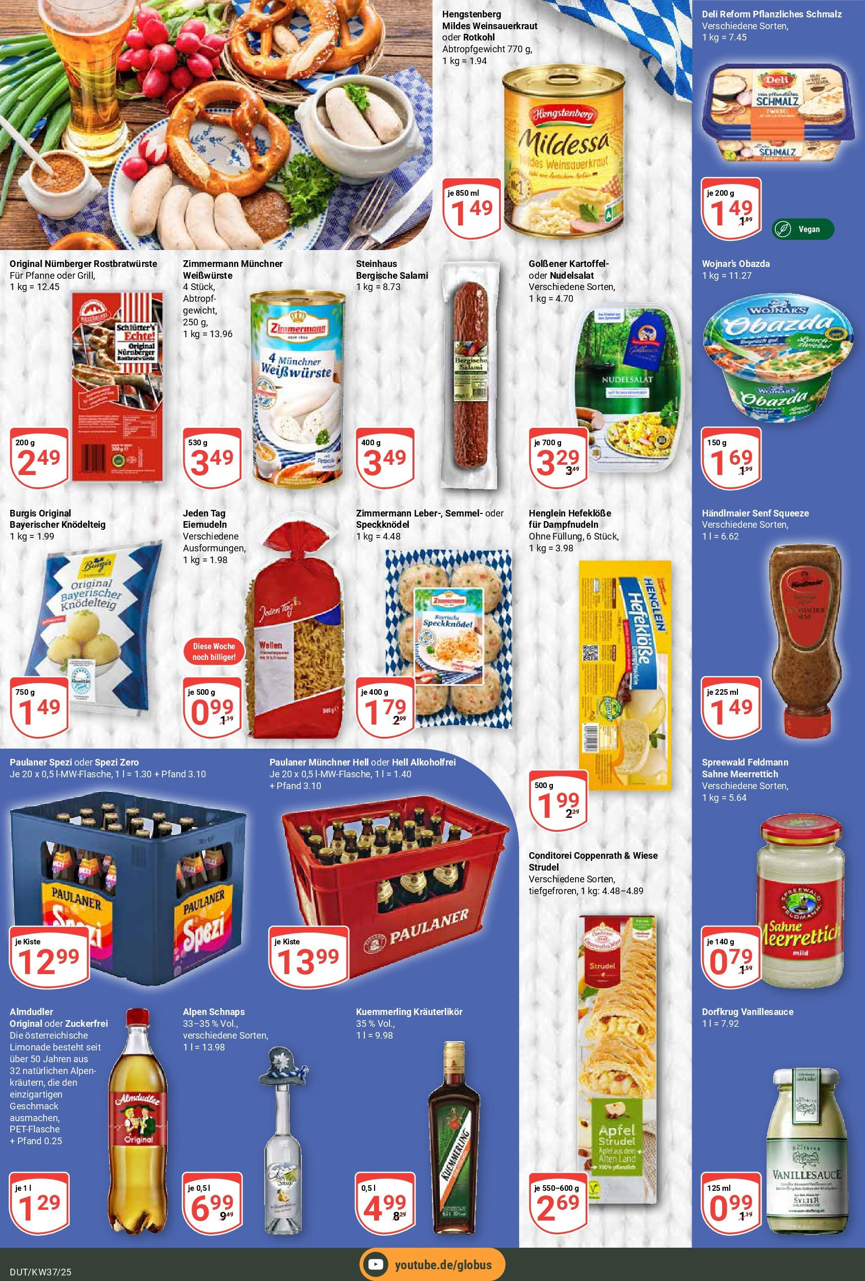 Globus prospekt Wetzlar-Dutenhofen	 (ab 07.09.2025) » Angebote online | Seite: 21 | Produkte: Paulaner spezi, Äpfel, Limonade, Salami