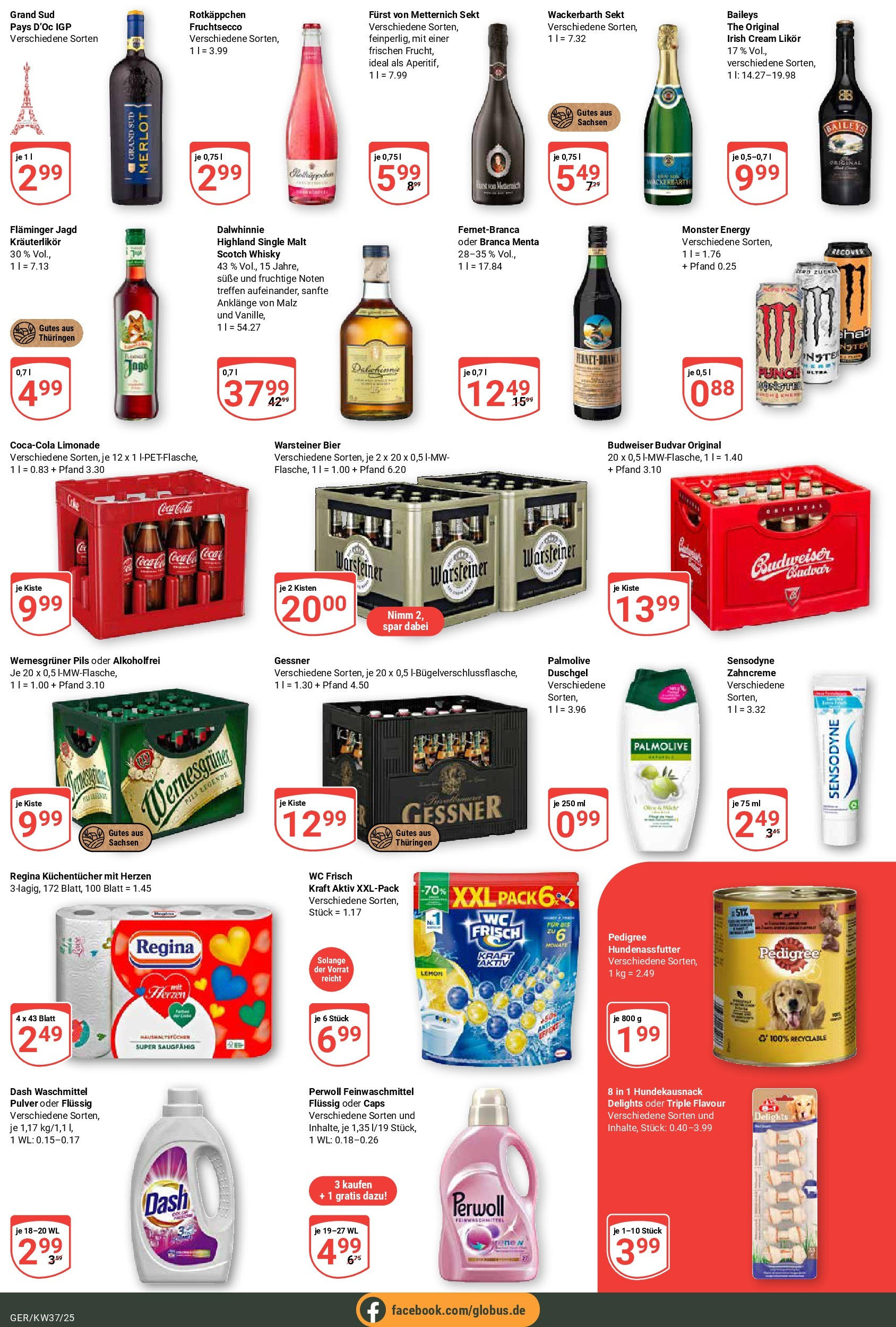 Globus prospekt Gera	 (ab 07.09.2025) » Angebote online | Seite: 4 | Produkte: Furst von metternich, Cola, Waschmittel, Pedigree