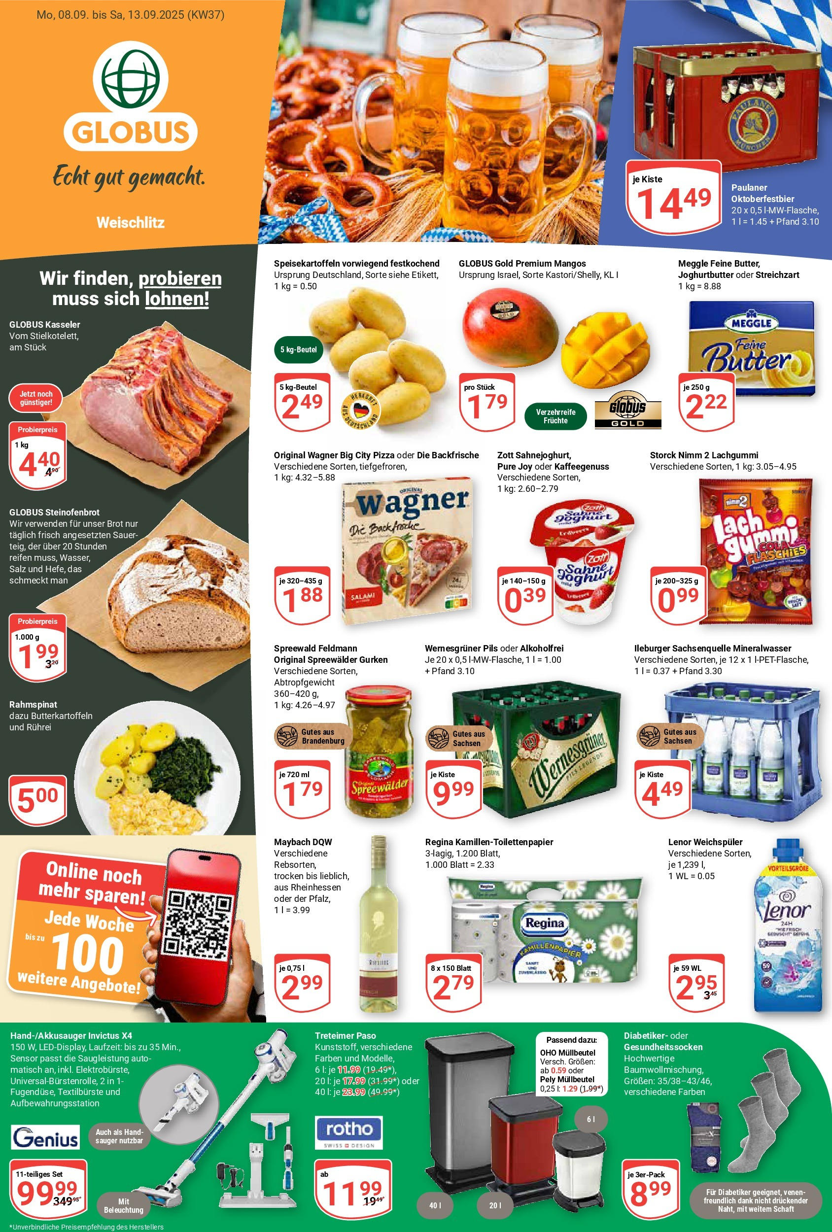 Globus prospekt Weischlitz (ab 07.09.2025) » Angebote ab Montag | Seite: 1 | Produkte: Joghurt, Wernesgruner, Salz, Pizza Globus prospekt Weischlitz (ab 07.09.2025) » Angebote online | Seite: 1 | Produkte: Joghurt, Wernesgruner, Salz, Pizza