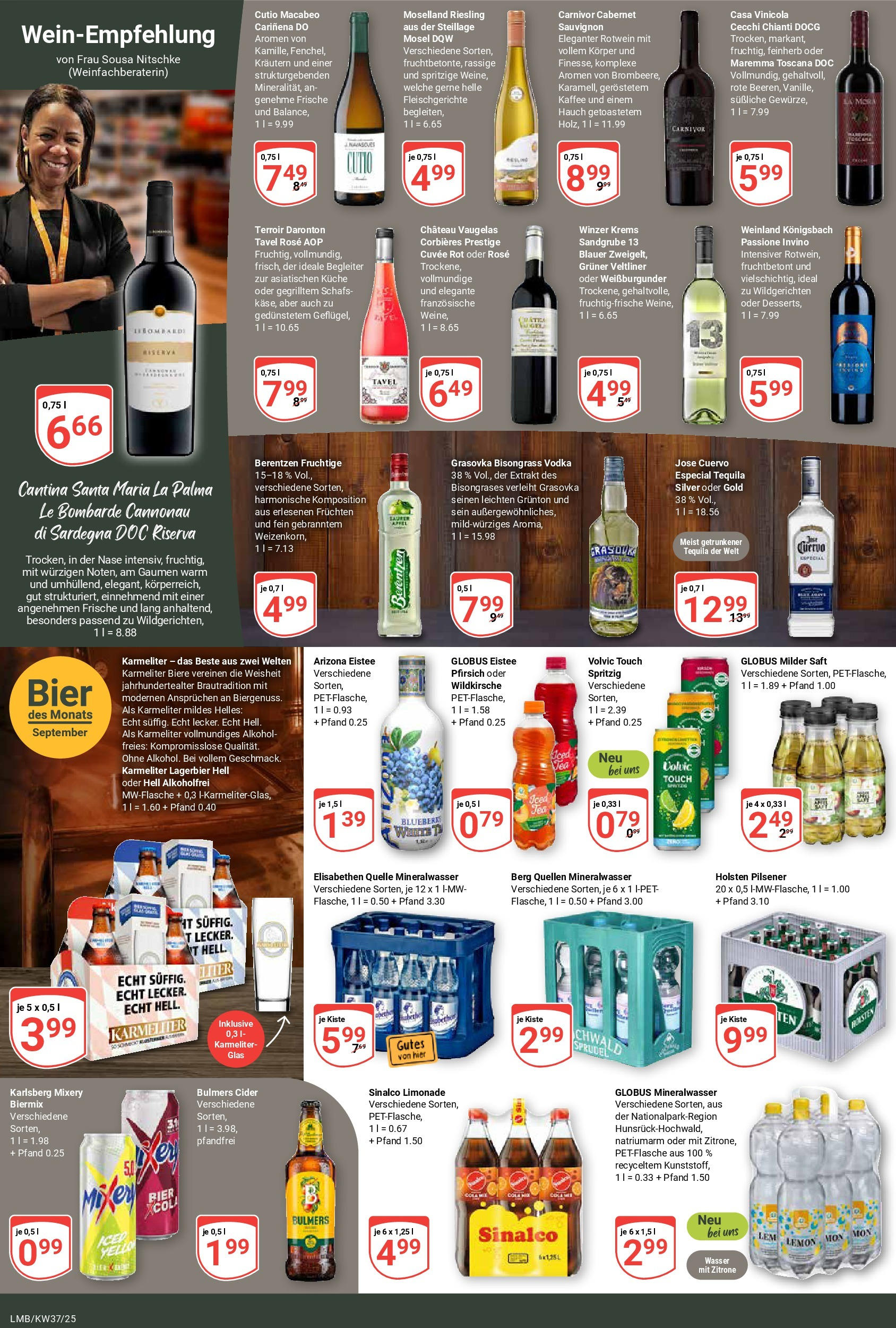Globus prospekt Limburg (ab 07.09.2025) » Angebote ab Montag | Seite: 15 | Produkte: Sinalco, Kaffee, Holsten, Volvic Globus prospekt Limburg (ab 07.09.2025) » Angebote online | Seite: 15 | Produkte: Sinalco, Kaffee, Holsten, Volvic