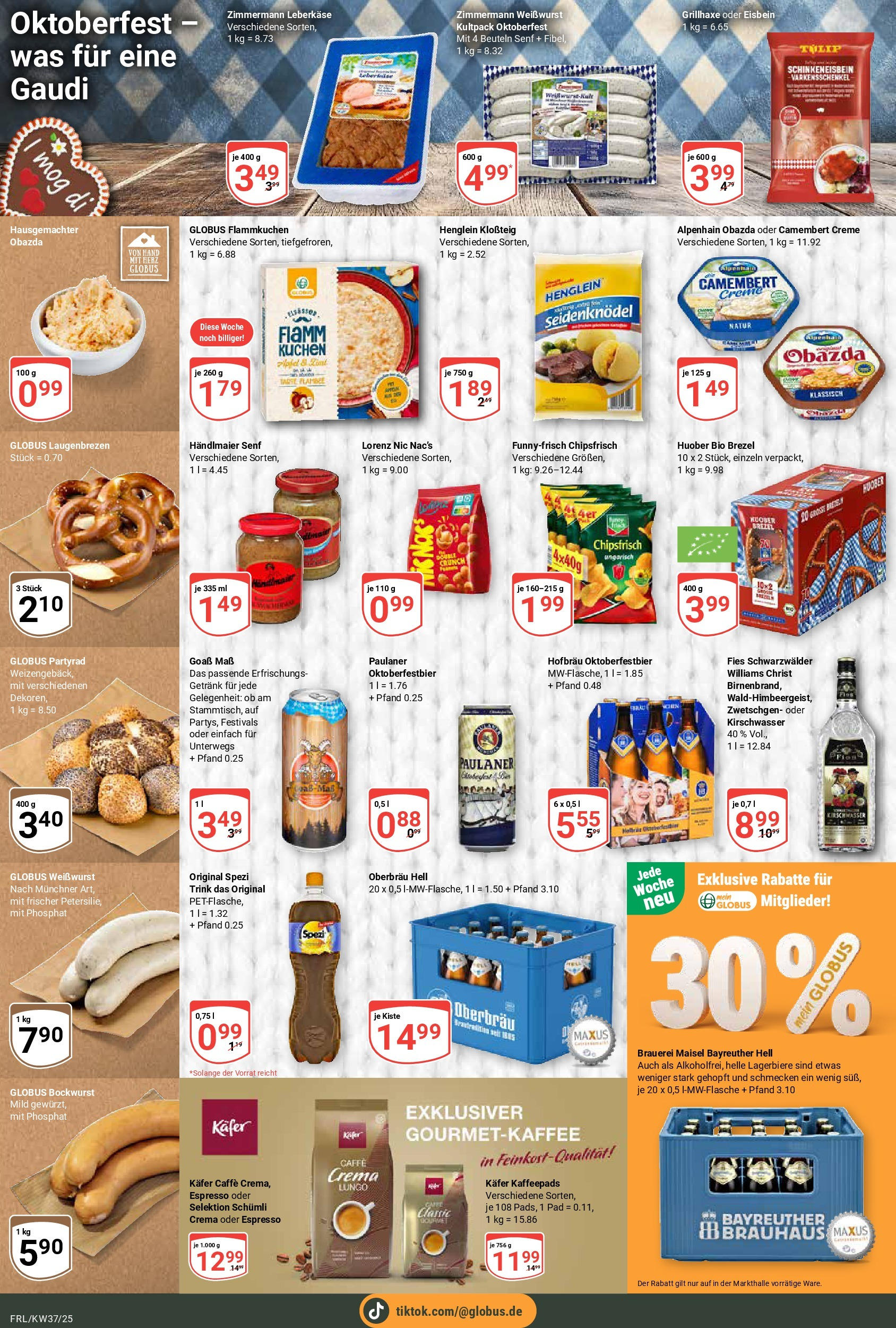 Globus prospekt Freilassing (ab 07.09.2025) » Angebote ab Montag | Seite: 23 | Produkte: Bayreuther hell, Bockwurst, Weißwurst, Paulaner Globus prospekt Freilassing (ab 07.09.2025) » Angebote online | Seite: 23 | Produkte: Bayreuther hell, Bockwurst, Weißwurst, Paulaner