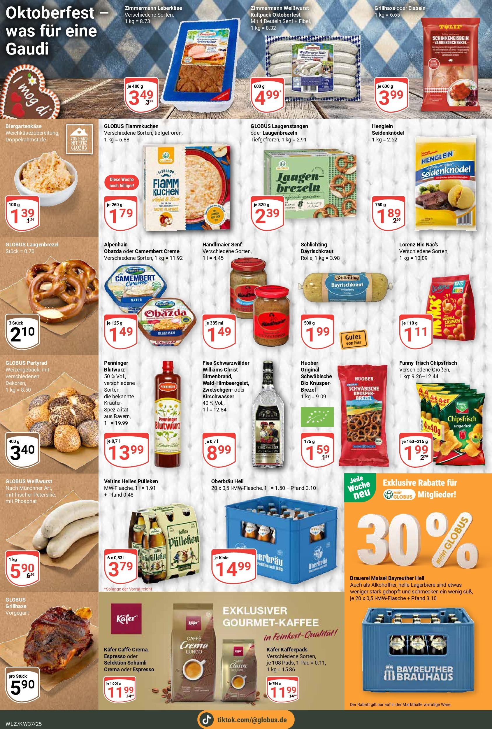 Globus prospekt Weischlitz (ab 07.09.2025) » Angebote ab Montag | Seite: 18 | Produkte: Bayreuther hell, Weißwurst, Kuchen, Leberkase Globus prospekt Weischlitz (ab 07.09.2025) » Angebote online | Seite: 18 | Produkte: Bayreuther hell, Weißwurst, Kuchen, Leberkase