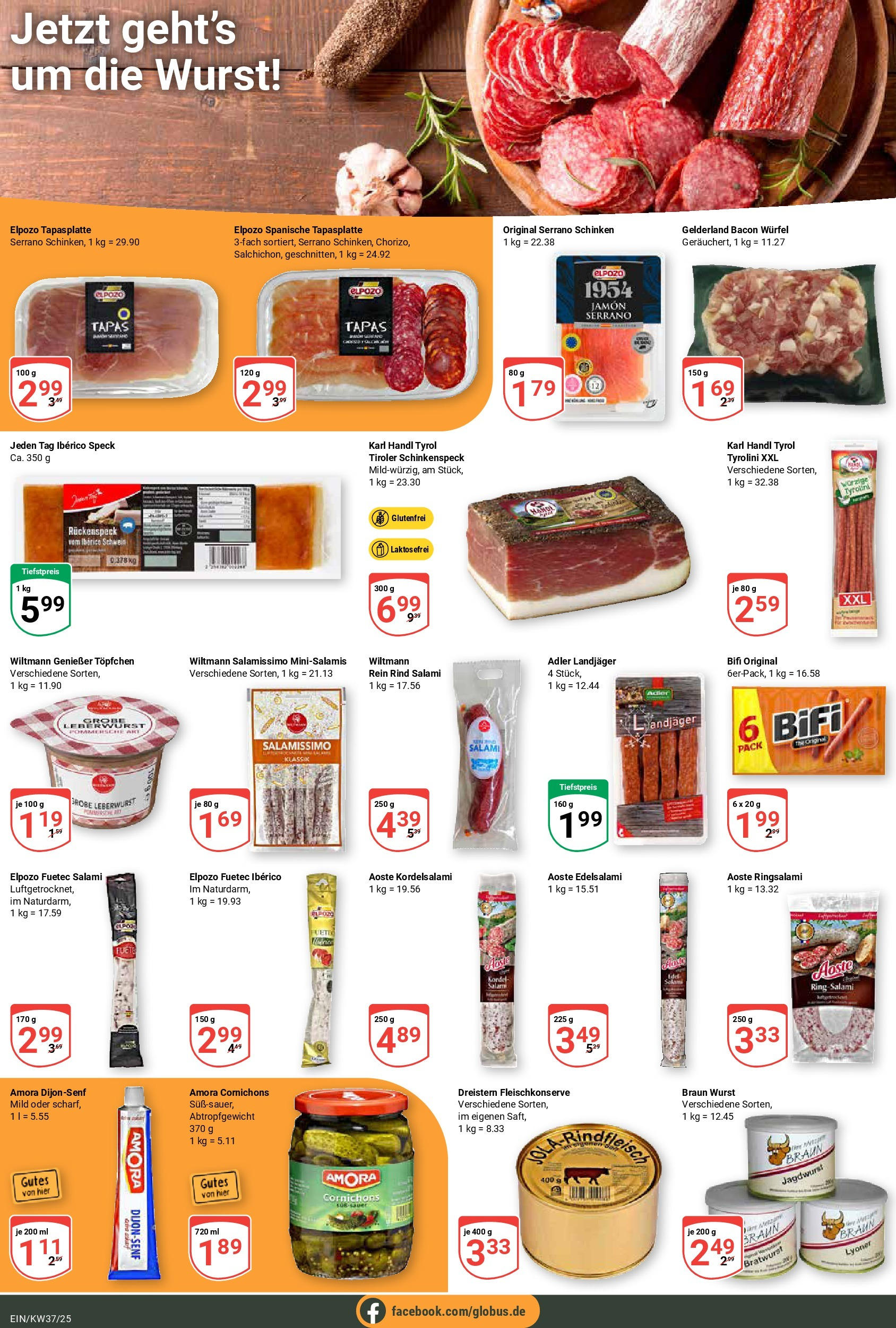Globus prospekt Homburg-Einöd	 (ab 07.09.2025) » Angebote online | Seite: 13 | Produkte: Bratwurst, Wurst, Salami, Fleisch