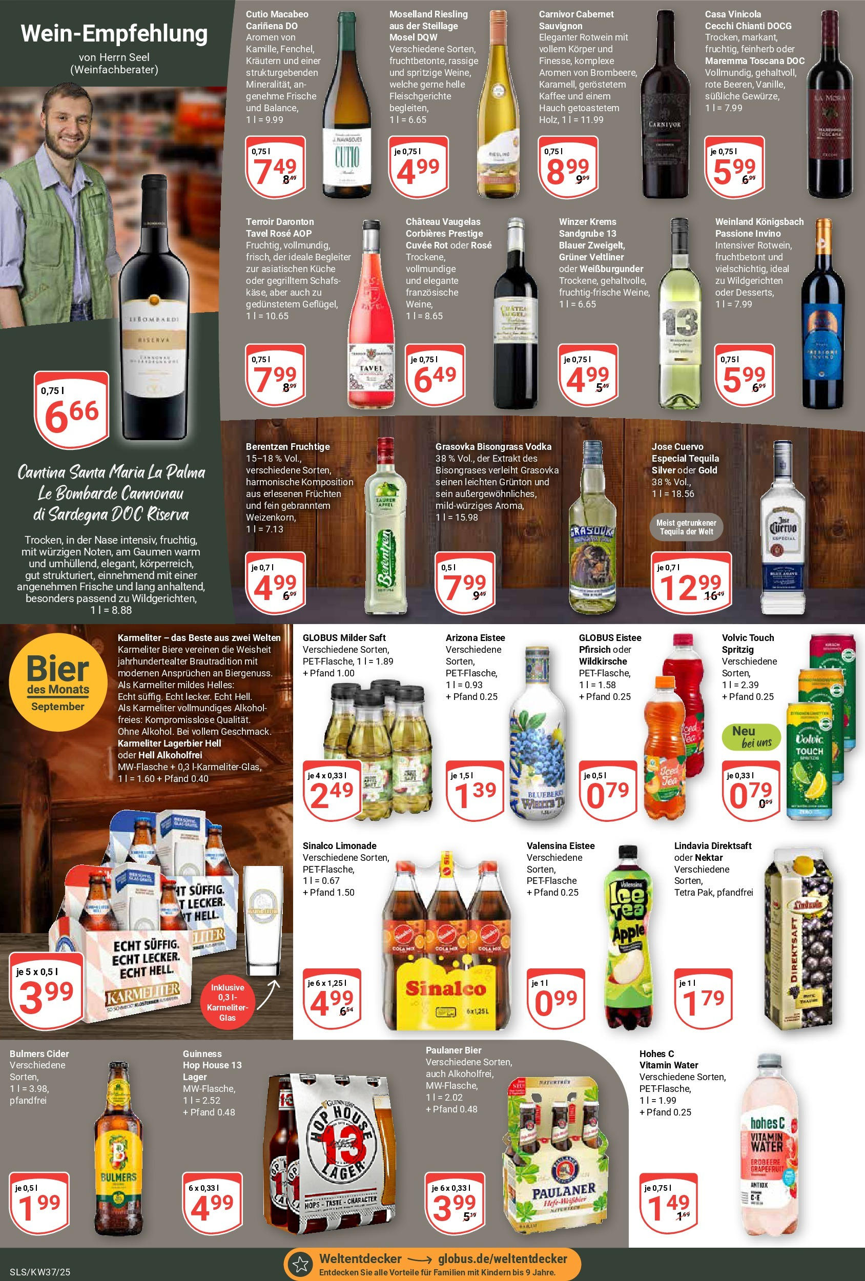 Globus prospekt Saarlouis (ab 07.09.2025) » Angebote ab Montag | Seite: 16 | Produkte: Kaffee, Tequila, Pfirsich, Saft Globus prospekt Saarlouis (ab 07.09.2025) » Angebote online | Seite: 16 | Produkte: Kaffee, Tequila, Pfirsich, Saft