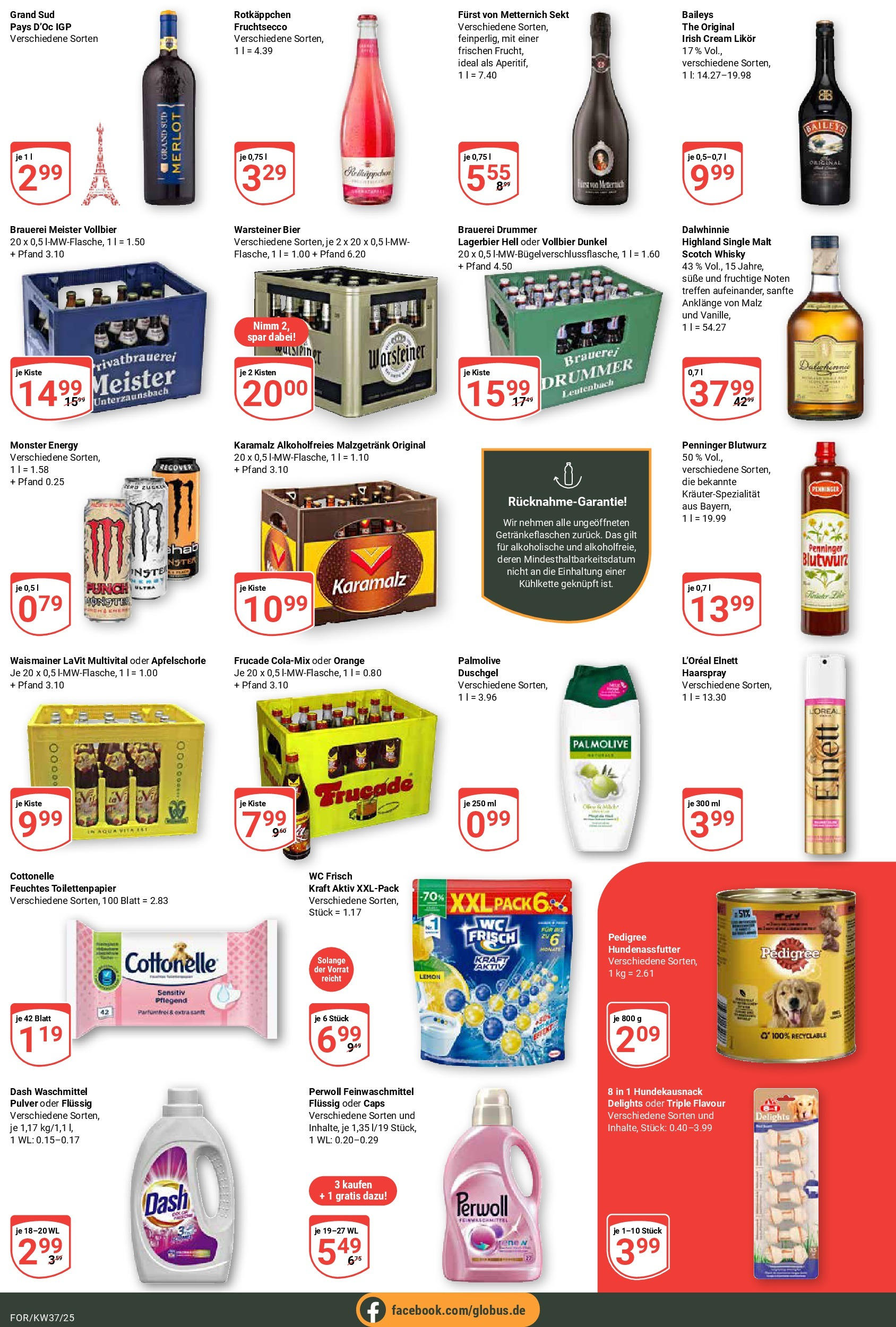 Globus prospekt Forchheim	 (ab 07.09.2025) » Angebote online | Seite: 7 | Produkte: Whisky, Monster, Waschmittel, Rotkäppchen
