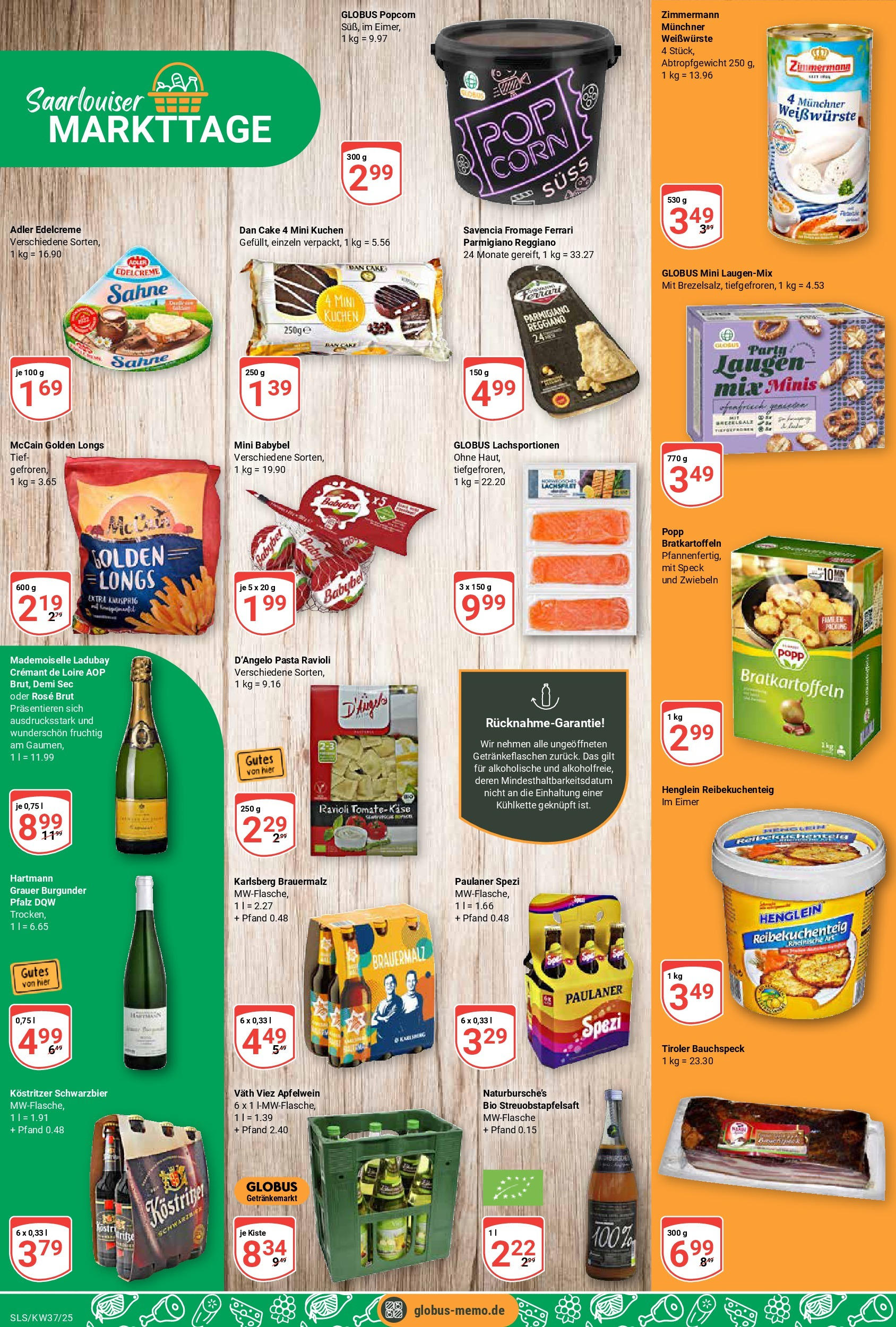 Globus prospekt Saarlouis (ab 07.09.2025) » Angebote ab Montag | Seite: 22 | Produkte: Kostritzer, McCain, Zwiebeln, Sahne Globus prospekt Saarlouis (ab 07.09.2025) » Angebote online | Seite: 22 | Produkte: Kostritzer, McCain, Zwiebeln, Sahne