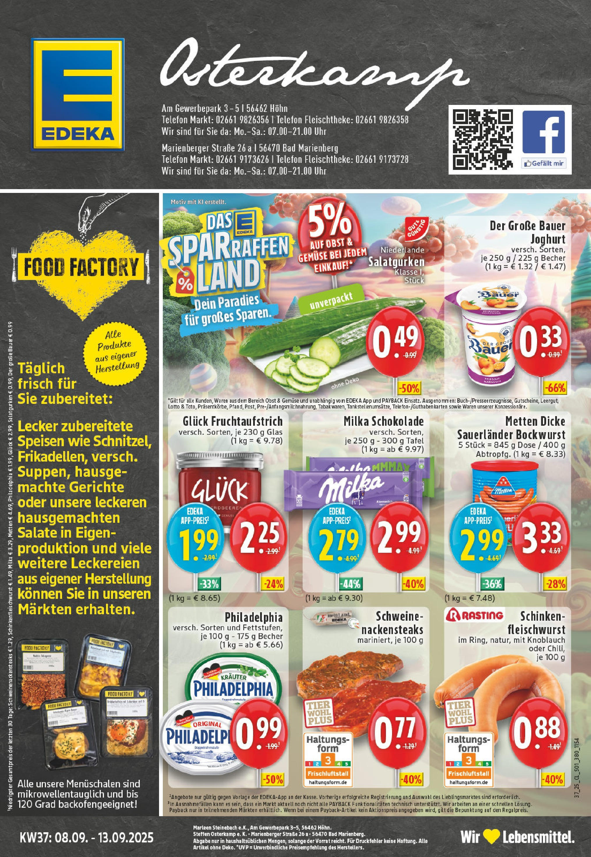 Edeka prospekt Höhn (ab 07.09.2025) » Angebote Online | Seite: 1 | Produkte: Bockwurst, Schokolade, Obst, Knoblauch Edeka prospekt Höhn (ab 07.09.2025) » Angebote Online | Seite: 1 | Produkte: Bockwurst, Schokolade, Obst, Knoblauch