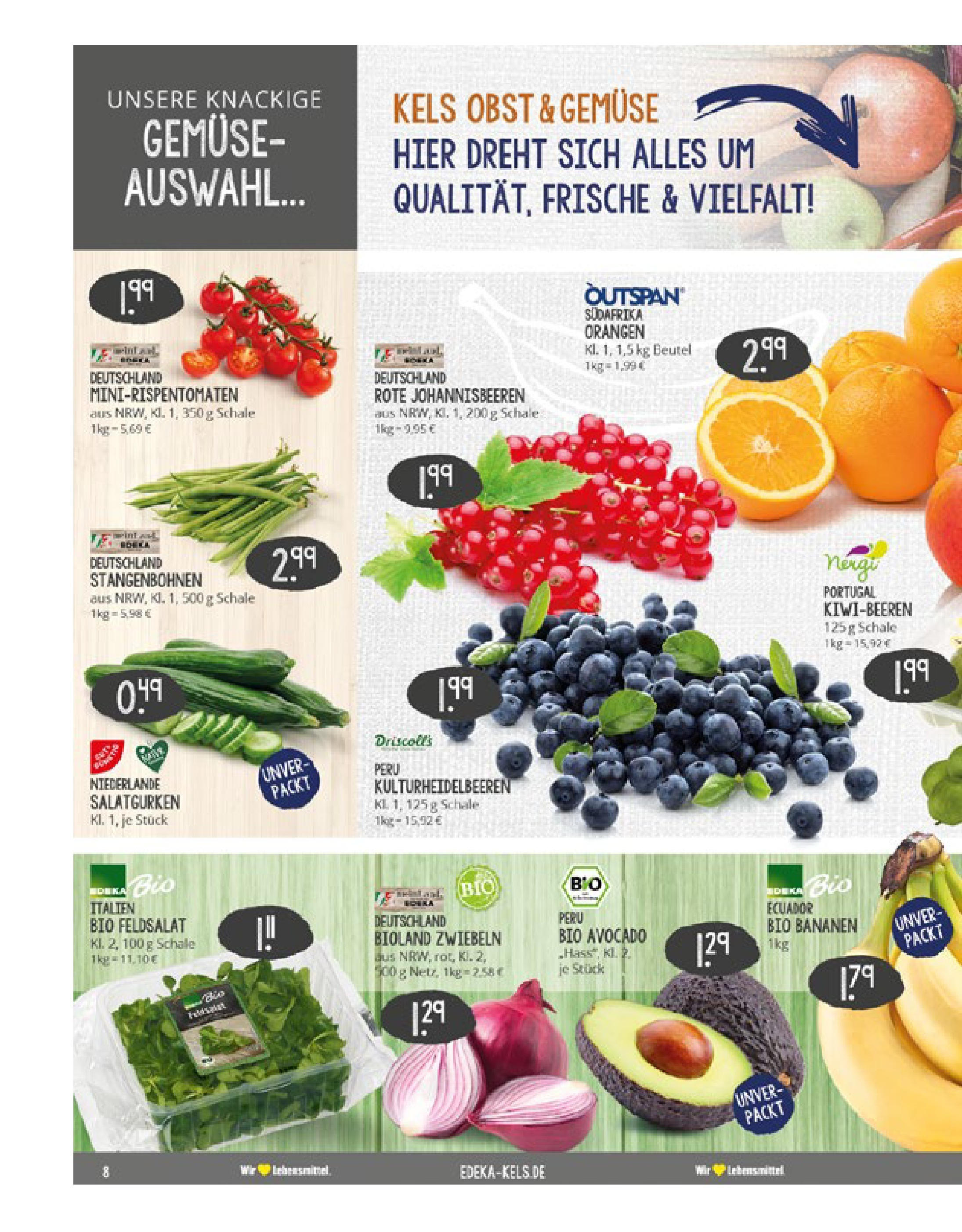 Edeka prospekt Ratingen-Ost (ab 07.09.2025) » Angebote Online | Seite: 8 | Produkte: Bananen, Orangen, Gemüse, Obst Edeka prospekt Ratingen-Ost (ab 07.09.2025) » Angebote Online | Seite: 8 | Produkte: Bananen, Orangen, Gemüse, Obst