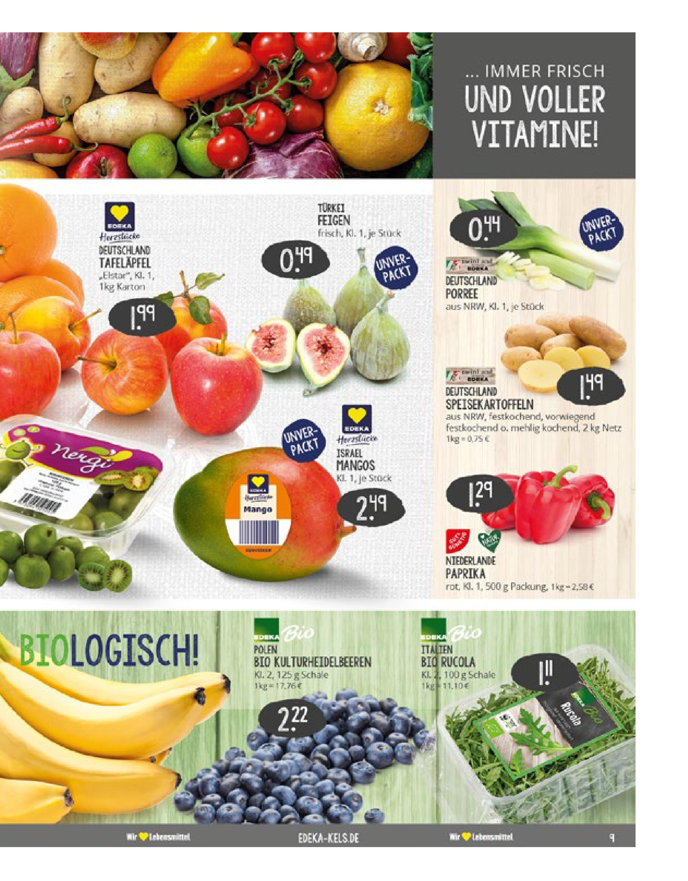 Edeka prospekt Ratingen-Ost (ab 07.09.2025) » Angebote Online | Seite: 9 | Produkte: Rucola, Paprika, Mango Edeka prospekt Ratingen-Ost (ab 07.09.2025) » Angebote Online | Seite: 9 | Produkte: Rucola, Paprika, Mango