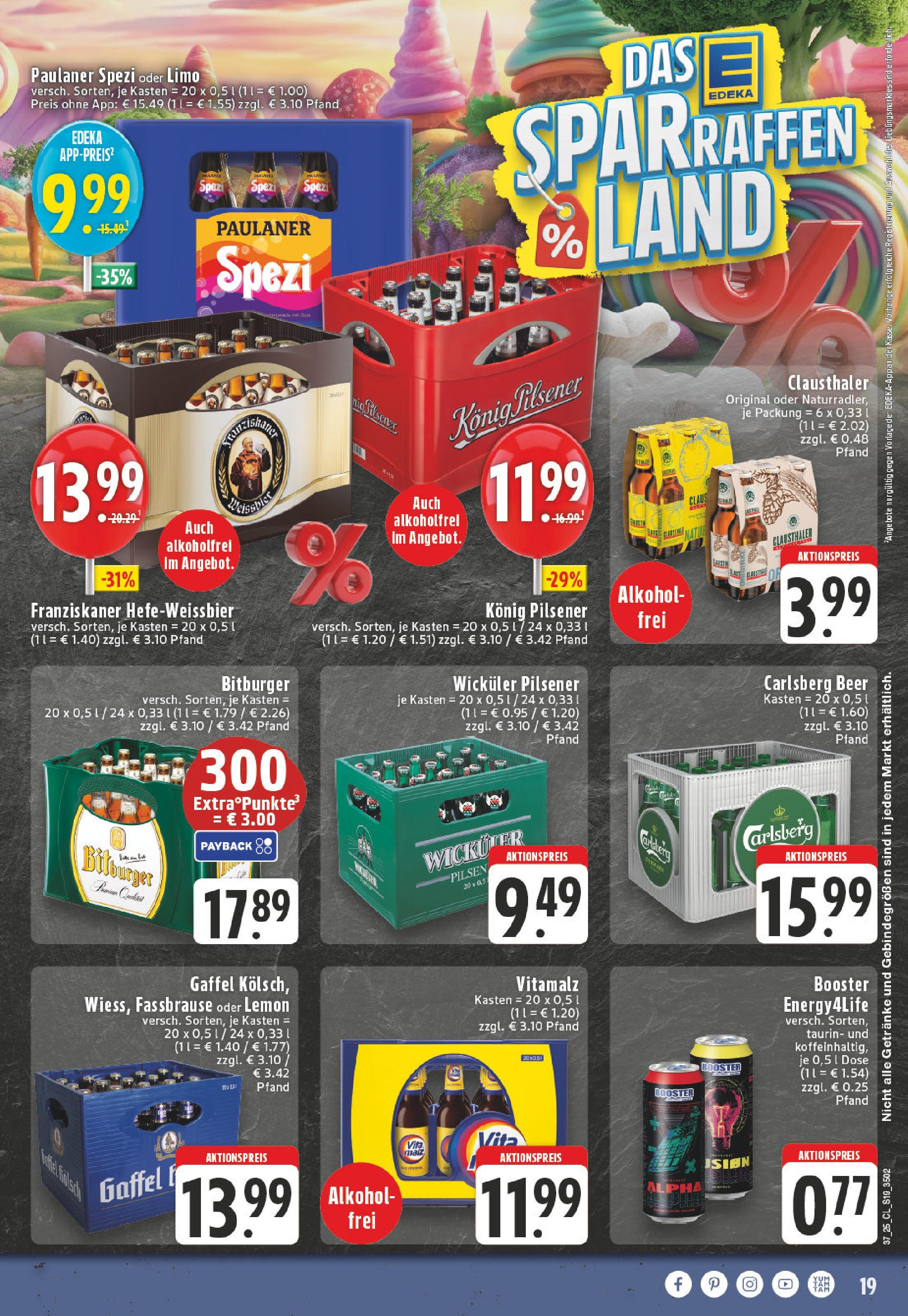 Edeka prospekt Leverkusen (ab 07.09.2025) » Angebote Online | Seite: 19 | Produkte: Bitburger, Franziskaner, Carlsberg, Energy Edeka prospekt Leverkusen (ab 07.09.2025) » Angebote Online | Seite: 19 | Produkte: Bitburger, Franziskaner, Carlsberg, Energy