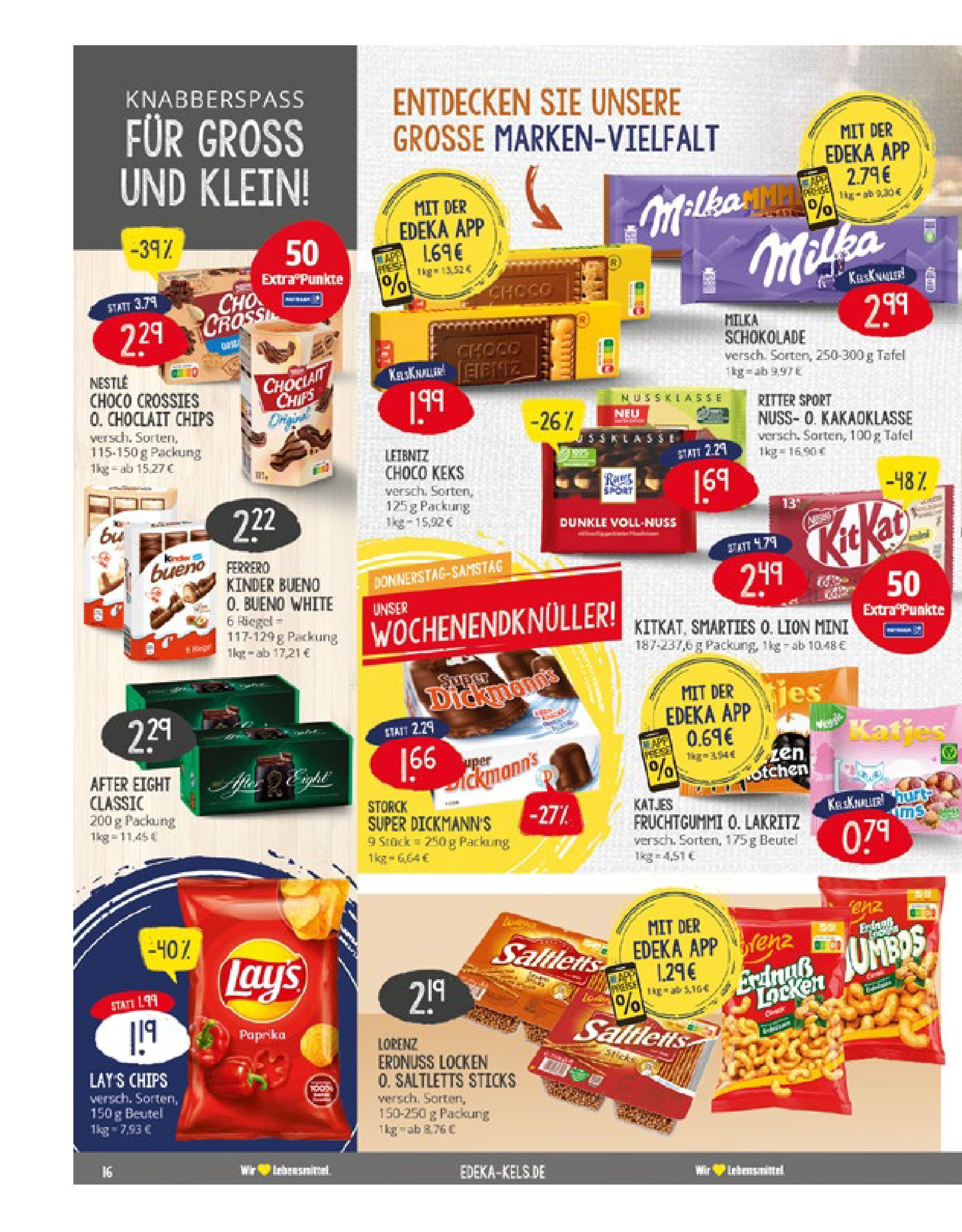 Edeka prospekt Ratingen-Ost (ab 07.09.2025) » Angebote Online | Seite: 16 | Produkte: Milka schokolade, Kinder bueno, Milka, Chips Edeka prospekt Ratingen-Ost (ab 07.09.2025) » Angebote Online | Seite: 16 | Produkte: Milka schokolade, Kinder bueno, Milka, Chips