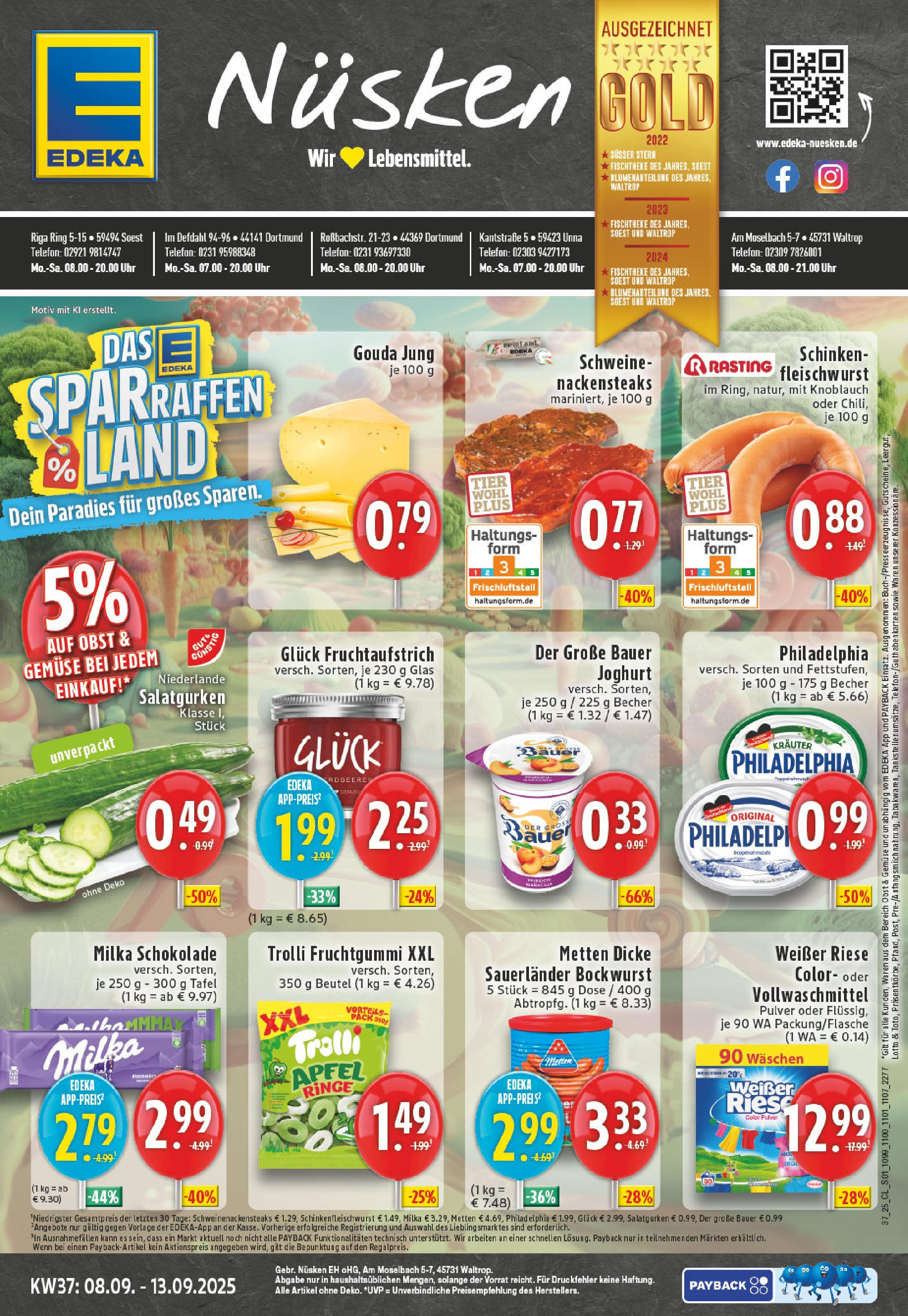 Edeka prospekt Waltrop (ab 07.09.2025) » Angebote Online | Seite: 1 | Produkte: Joghurt, Milka schokolade, Äpfel, Telefon Edeka prospekt Waltrop (ab 07.09.2025) » Angebote Online | Seite: 1 | Produkte: Joghurt, Milka schokolade, Äpfel, Telefon