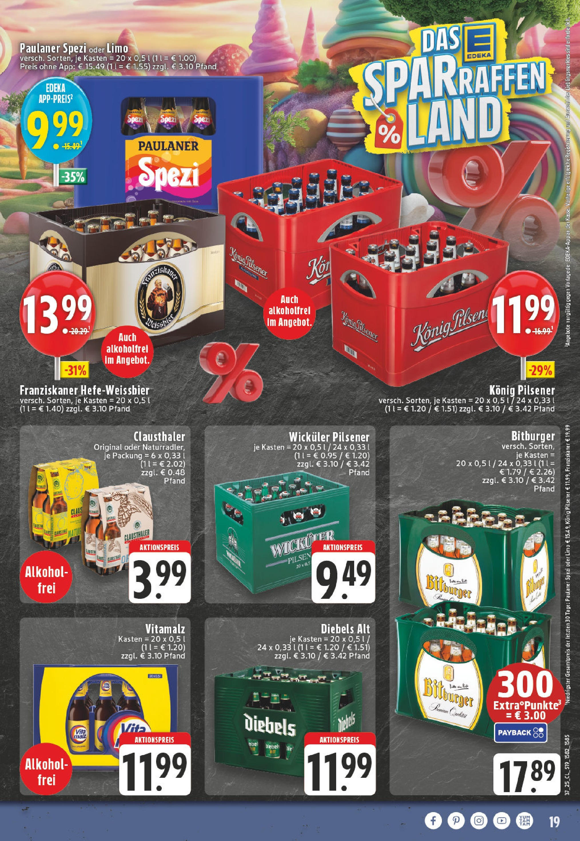 Edeka prospekt Oelde	 (ab 07.09.2025) » Angebote Online | Seite: 19 | Produkte: Bitburger, Konig pilsener, Paulaner spezi, Paulaner