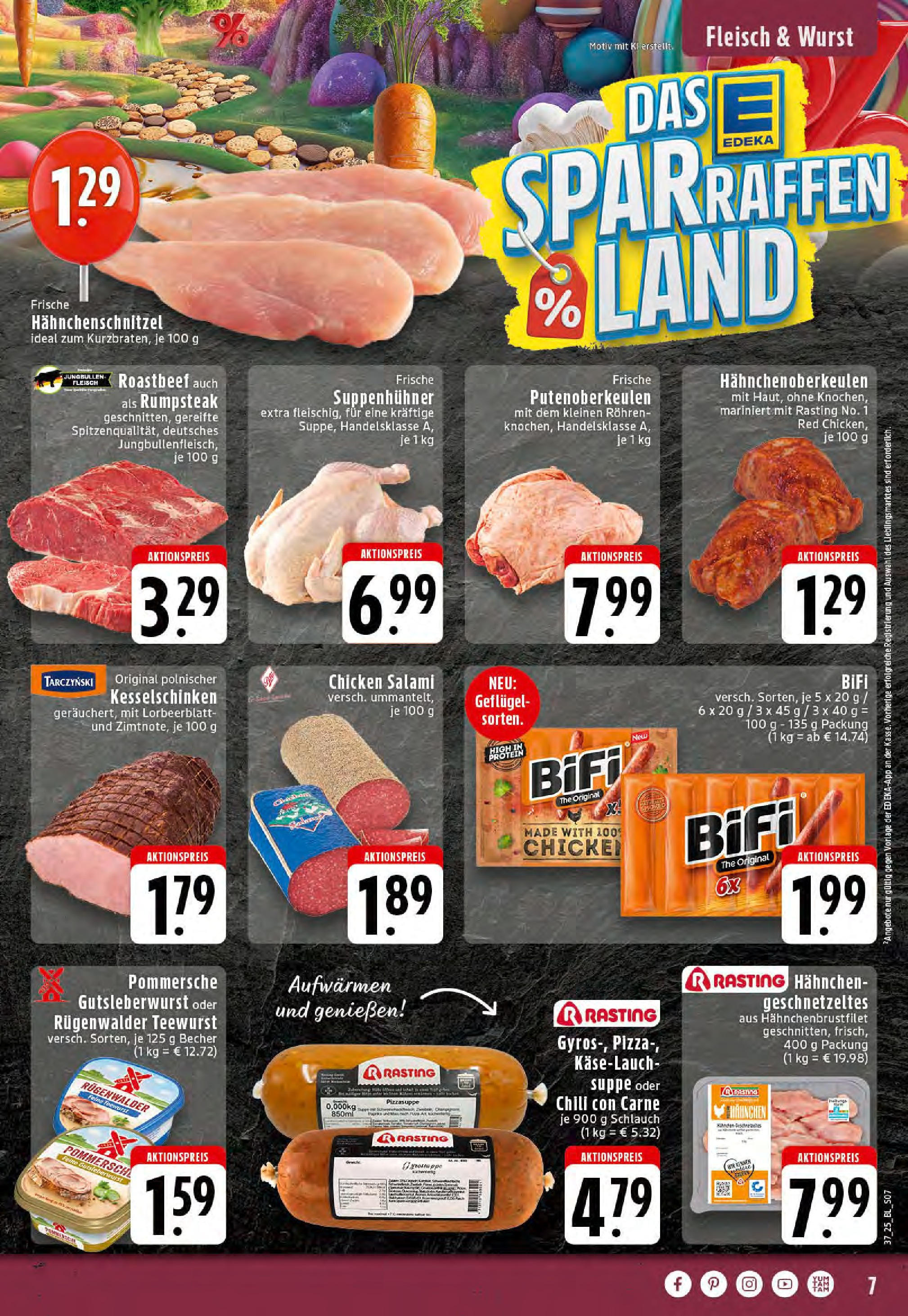 Edeka prospekt Reken-Bahnhof (ab 07.09.2025) » Angebote Online | Seite: 7 | Produkte: Hahnchen, Roastbeef, Wurst, Salami Edeka prospekt Reken-Bahnhof (ab 07.09.2025) » Angebote Online | Seite: 7 | Produkte: Hahnchen, Roastbeef, Wurst, Salami