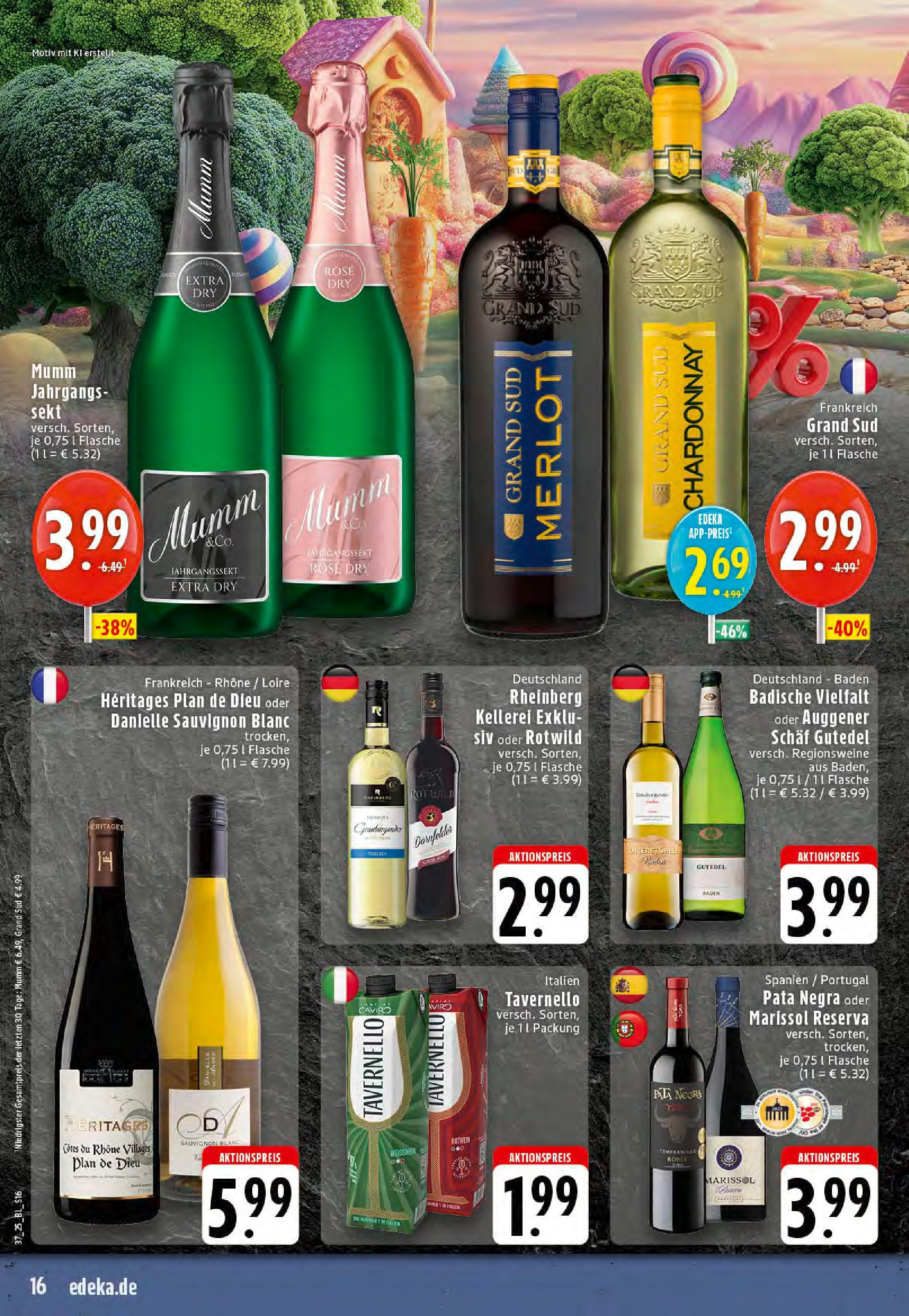 Edeka prospekt Reken-Bahnhof (ab 07.09.2025) » Angebote Online | Seite: 16 | Produkte: Sekt, Merlot, Grand sud Edeka prospekt Reken-Bahnhof (ab 07.09.2025) » Angebote Online | Seite: 16 | Produkte: Sekt, Merlot, Grand sud