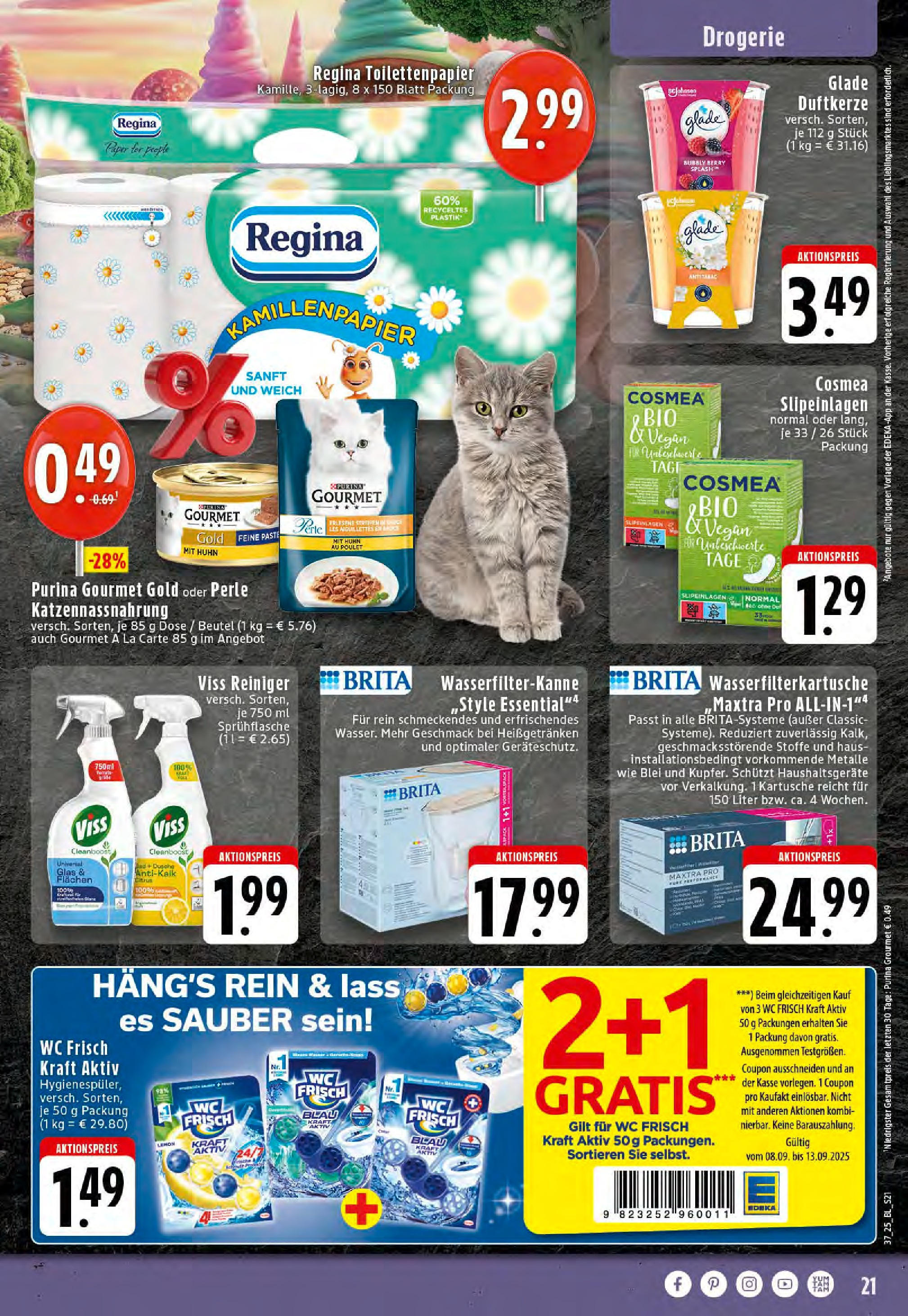 Edeka prospekt Reken-Bahnhof (ab 07.09.2025) » Angebote Online | Seite: 21 | Produkte: Dusche, Wc frisch, Purina gourmet gold, Toilettenpapier Edeka prospekt Reken-Bahnhof (ab 07.09.2025) » Angebote Online | Seite: 21 | Produkte: Dusche, Wc frisch, Purina gourmet gold, Toilettenpapier