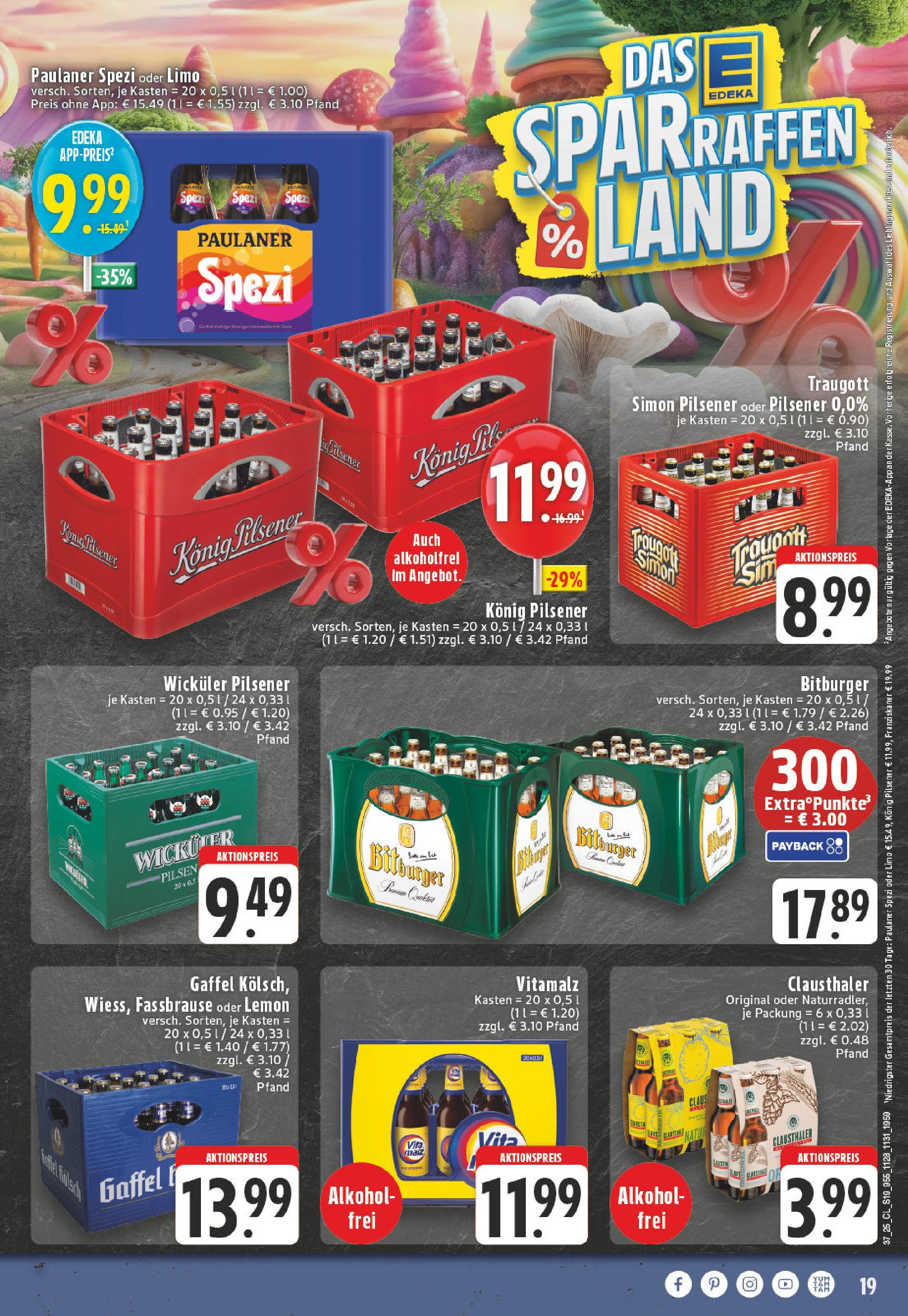Edeka prospekt Niederzier	 (ab 07.09.2025) » Angebote Online | Seite: 19 | Produkte: Franziskaner, Konig pilsener, Paulaner spezi, Fassbrause