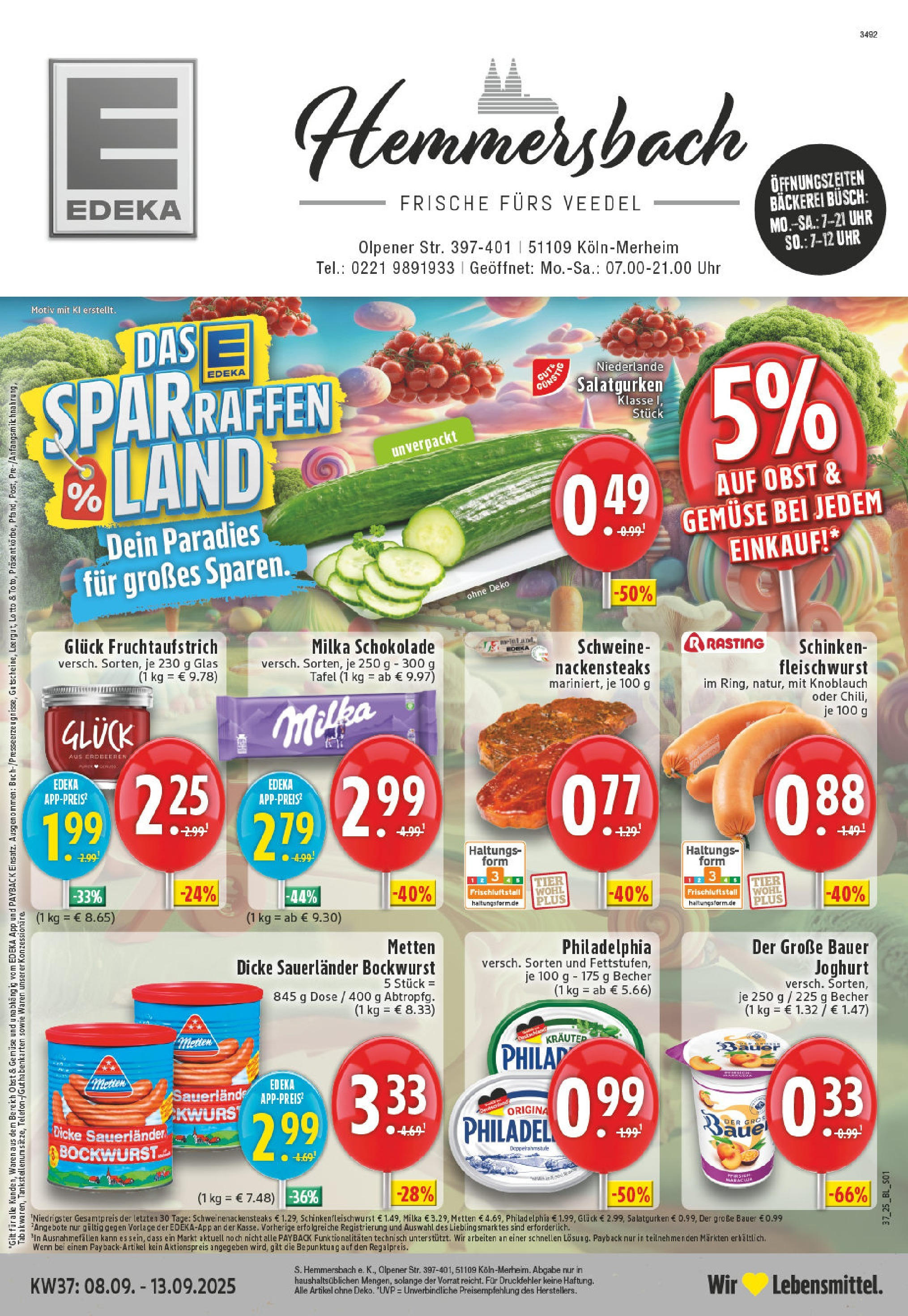 Edeka prospekt Köln (ab 07.09.2025) » Angebote Online | Seite: 1 | Produkte: Schokolade, Milka schokolade, Gemüse, Schinken Edeka prospekt Köln (ab 07.09.2025) » Angebote Online | Seite: 1 | Produkte: Schokolade, Milka schokolade, Gemüse, Schinken