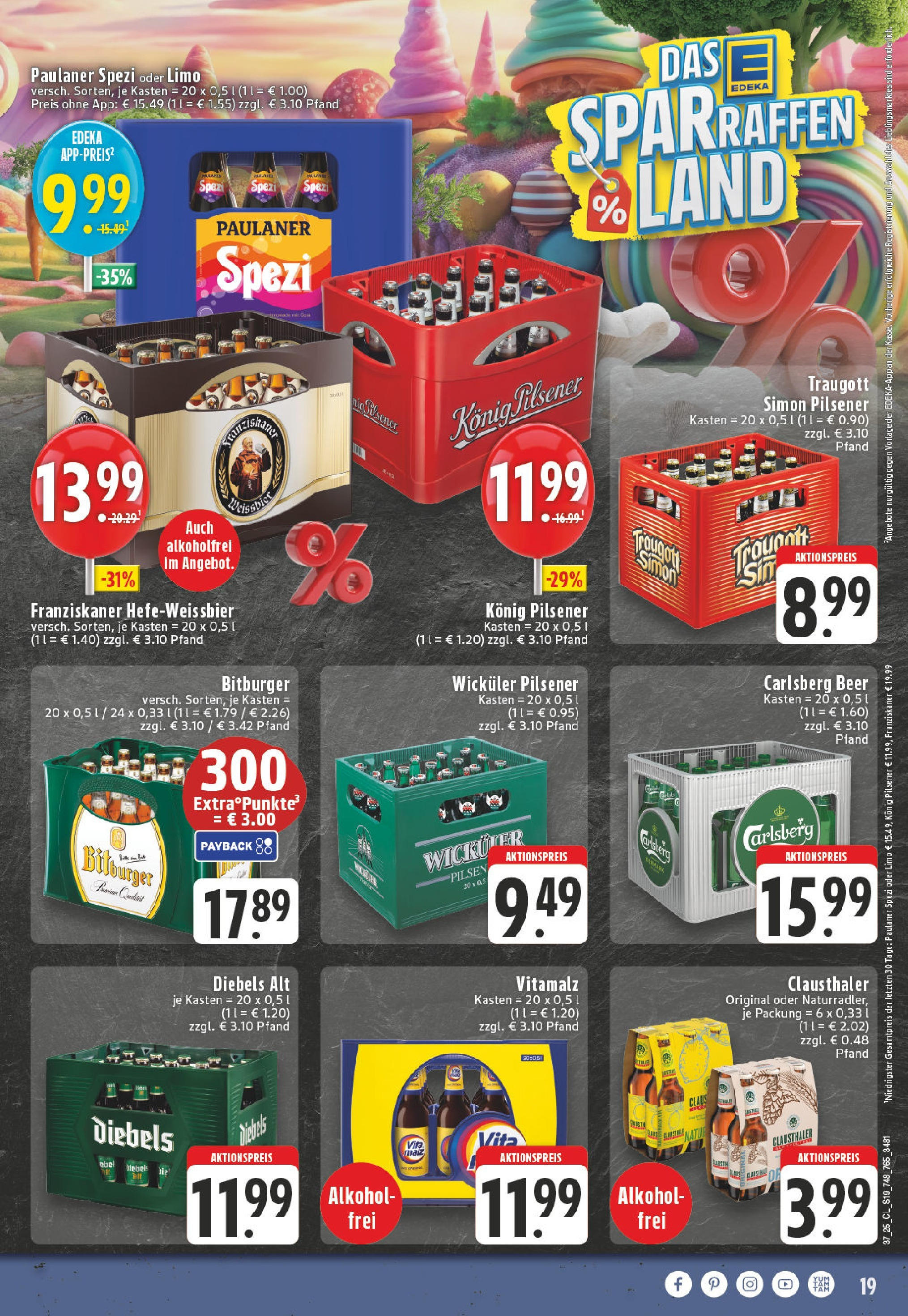 Edeka prospekt Mönchengladbach	 (ab 07.09.2025) » Angebote Online | Seite: 19 | Produkte: Bitburger, Konig pilsener, Paulaner spezi, Diebels