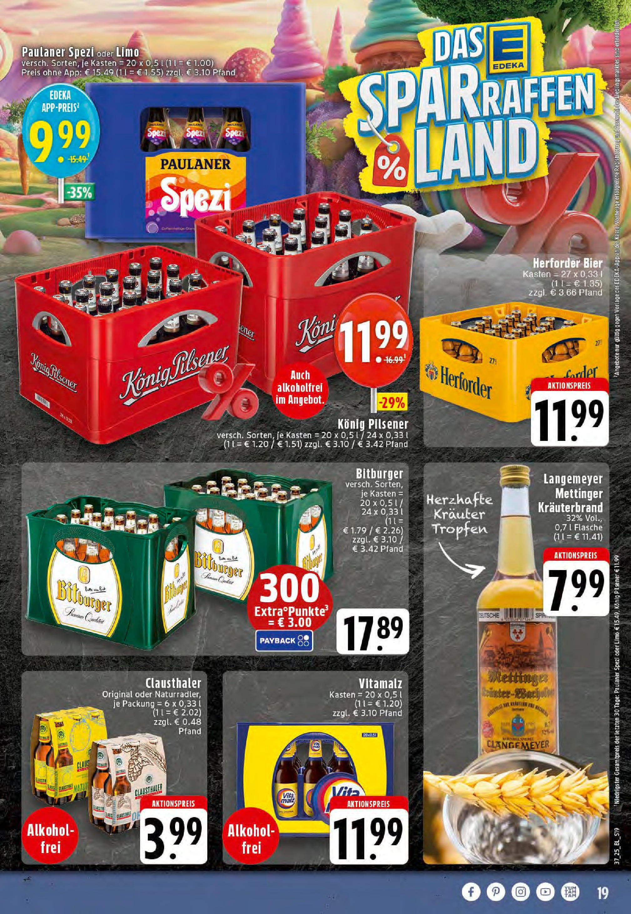 Edeka prospekt Saerbeck (ab 07.09.2025) » Angebote Online | Seite: 19 | Produkte: Bitburger, Konig pilsener, Bier, Paulaner Edeka prospekt Saerbeck (ab 07.09.2025) » Angebote Online | Seite: 19 | Produkte: Bitburger, Konig pilsener, Bier, Paulaner