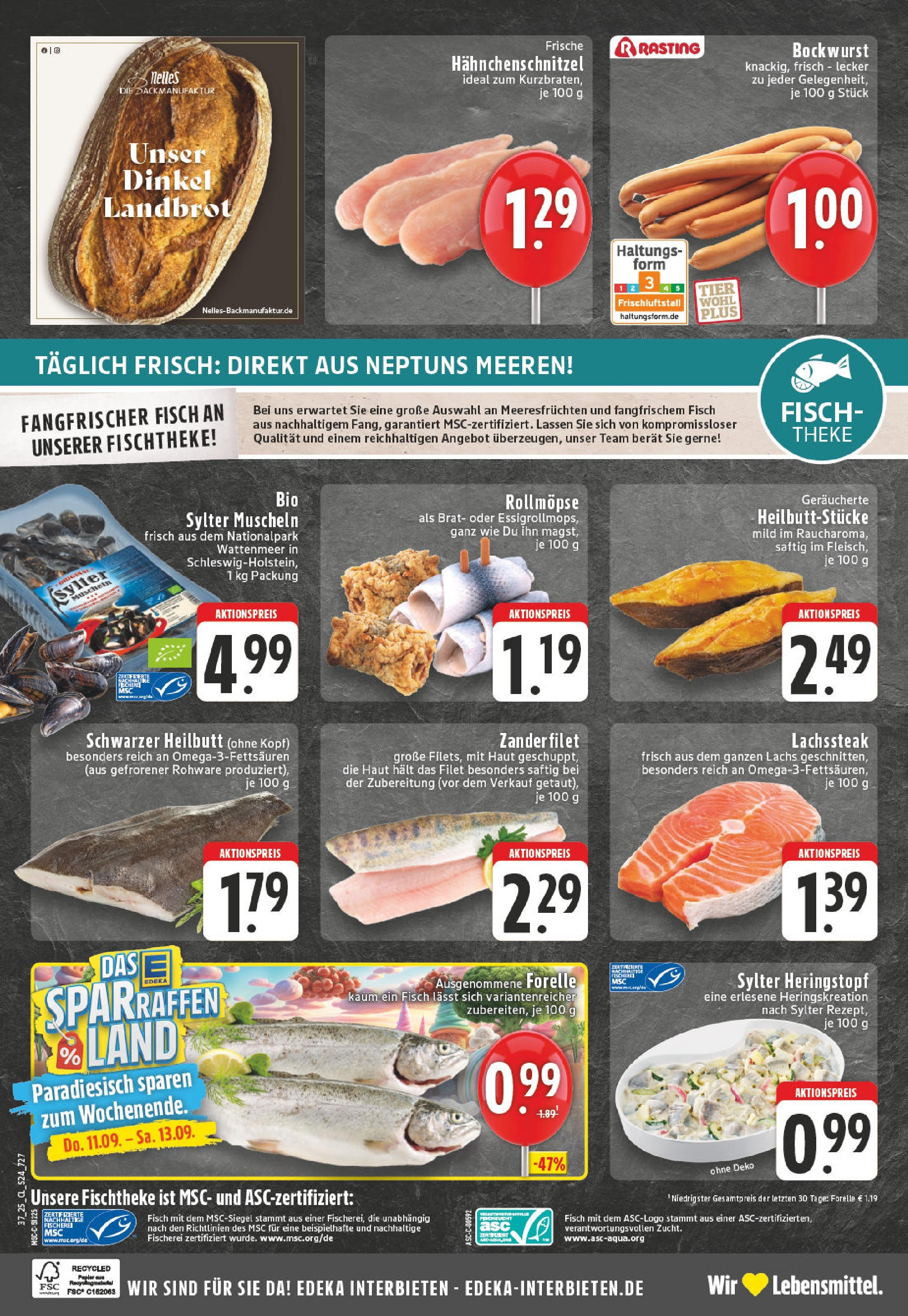 Edeka prospekt Weilerswist	 (ab 07.09.2025) » Angebote Online | Seite: 24 | Produkte: Bockwurst, Fisch, Lachs, Steak