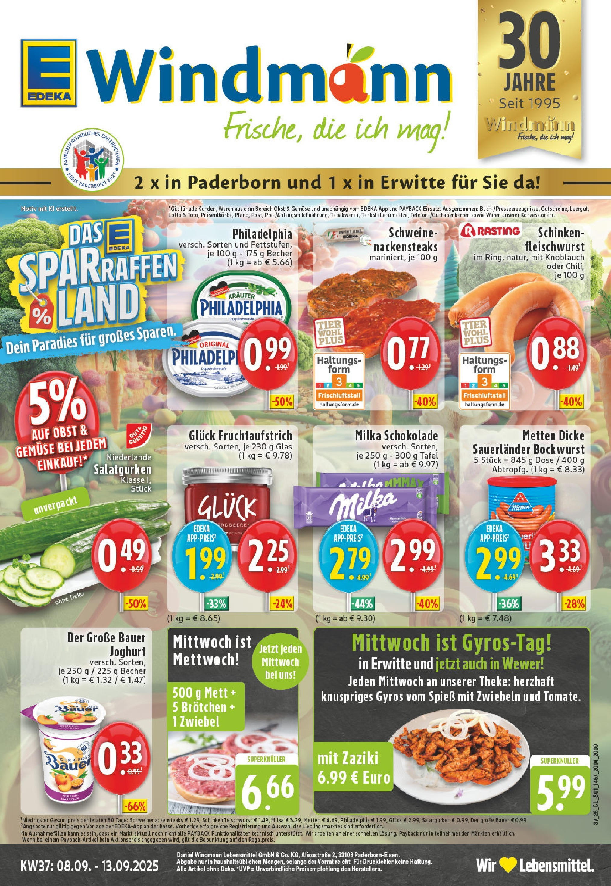 Edeka prospekt Erwitte (ab 07.09.2025) » Angebote Online | Seite: 1 | Produkte: Milka schokolade, Zwiebeln, Gemüse, Schinken Edeka prospekt Erwitte (ab 07.09.2025) » Angebote Online | Seite: 1 | Produkte: Milka schokolade, Zwiebeln, Gemüse, Schinken