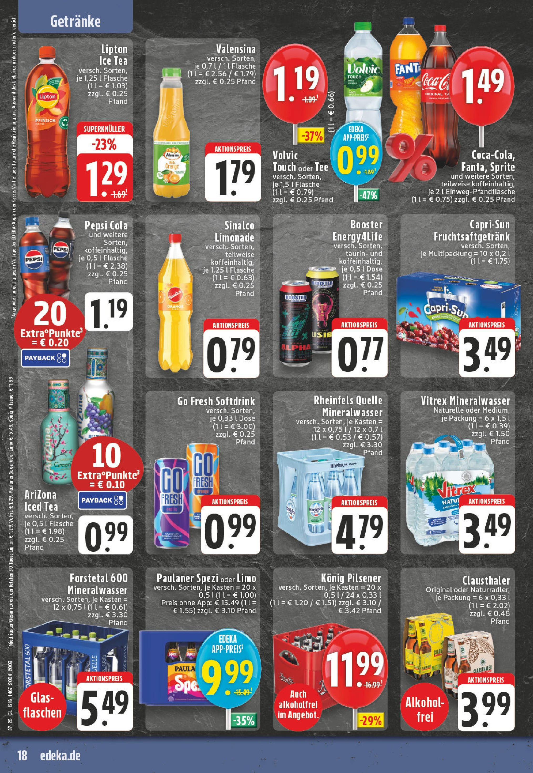 Edeka prospekt Erwitte (ab 07.09.2025) » Angebote Online | Seite: 18 | Produkte: Sinalco, Konig pilsener, Limonade, Volvic Edeka prospekt Erwitte (ab 07.09.2025) » Angebote Online | Seite: 18 | Produkte: Sinalco, Konig pilsener, Limonade, Volvic