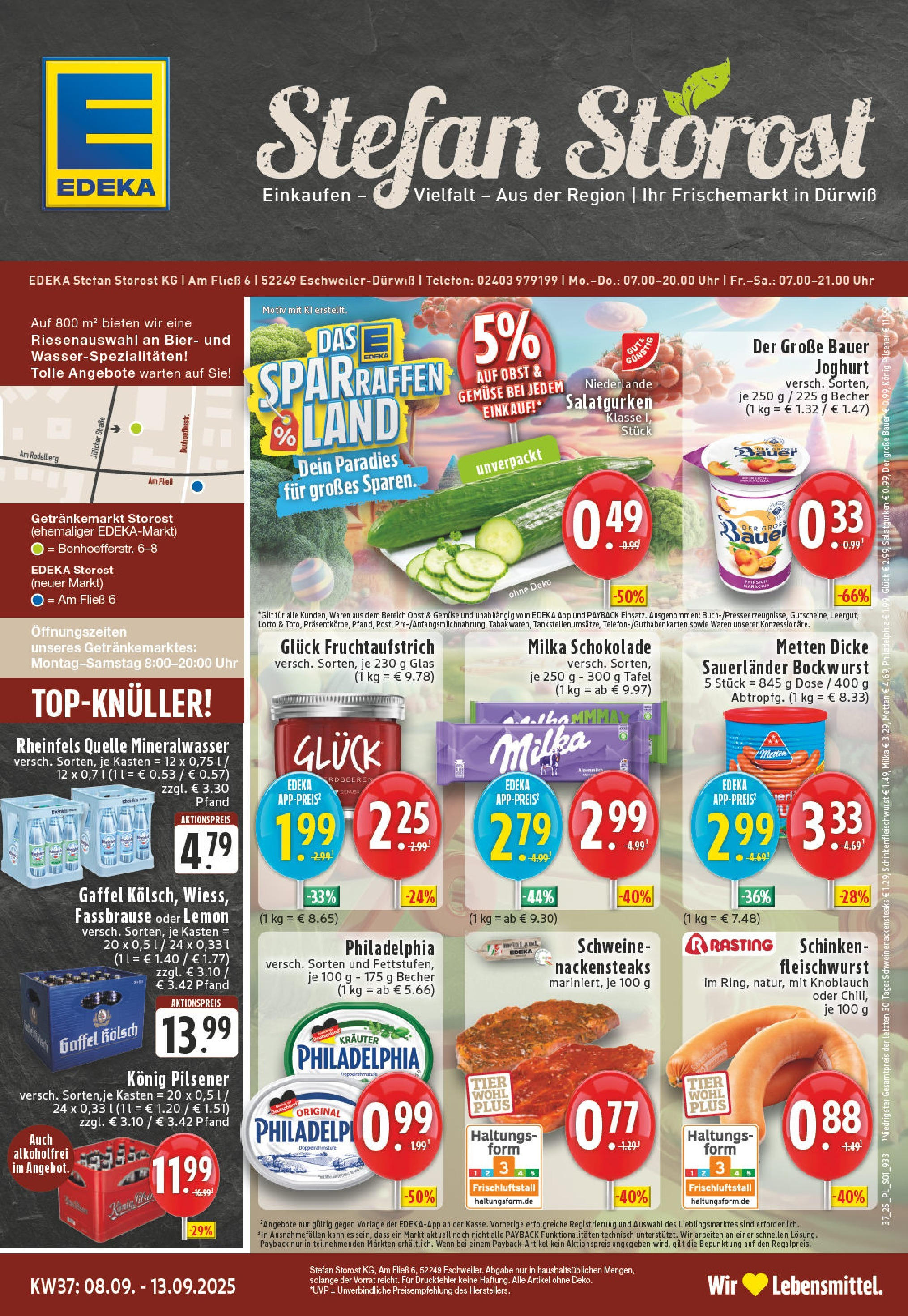 Edeka prospekt Eschweiler-Dürwiß	 (ab 07.09.2025) » Angebote Online | Seite: 1 | Produkte: Joghurt, Gemüse, Obst, Uhr