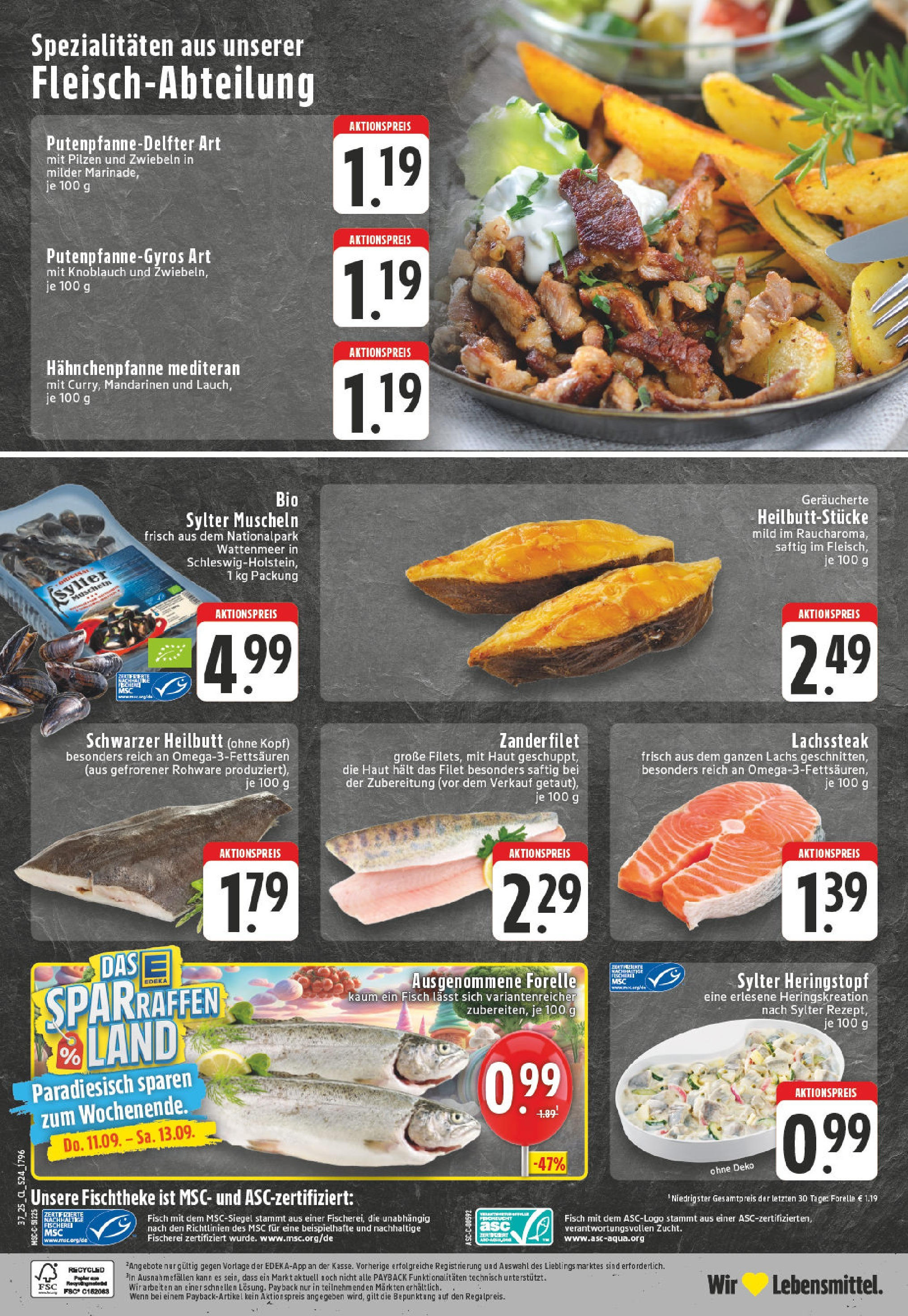Edeka prospekt Verl	 (ab 07.09.2025) » Angebote Online | Seite: 24 | Produkte: Mandarinen, Fisch, Lachs, Steak