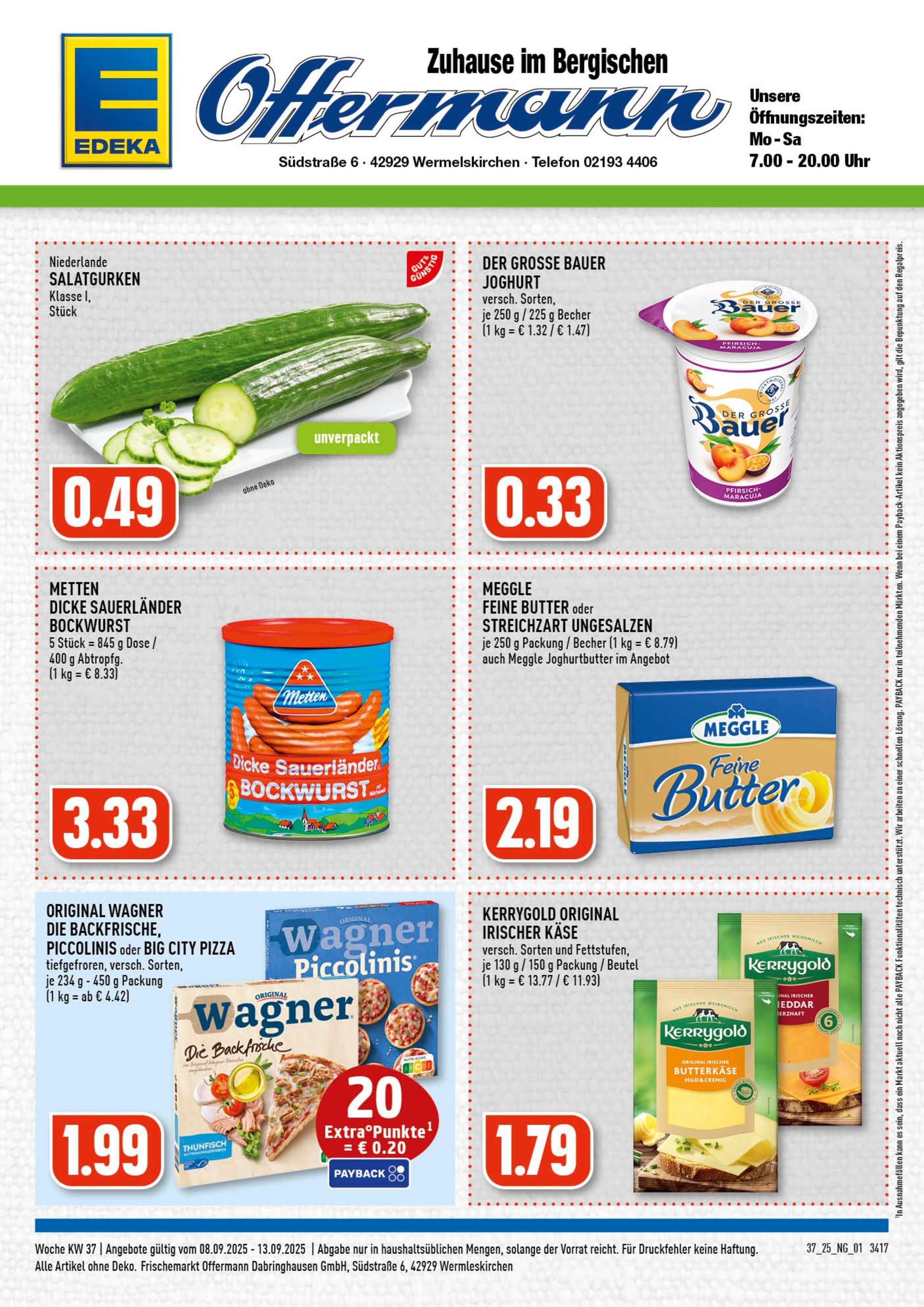 Edeka prospekt Wermelskirchen (ab 07.09.2025) » Angebote Online | Seite: 1 | Produkte: Bockwurst, Käse, Thunfisch, Telefon Edeka prospekt Wermelskirchen (ab 07.09.2025) » Angebote Online | Seite: 1 | Produkte: Bockwurst, Käse, Thunfisch, Telefon