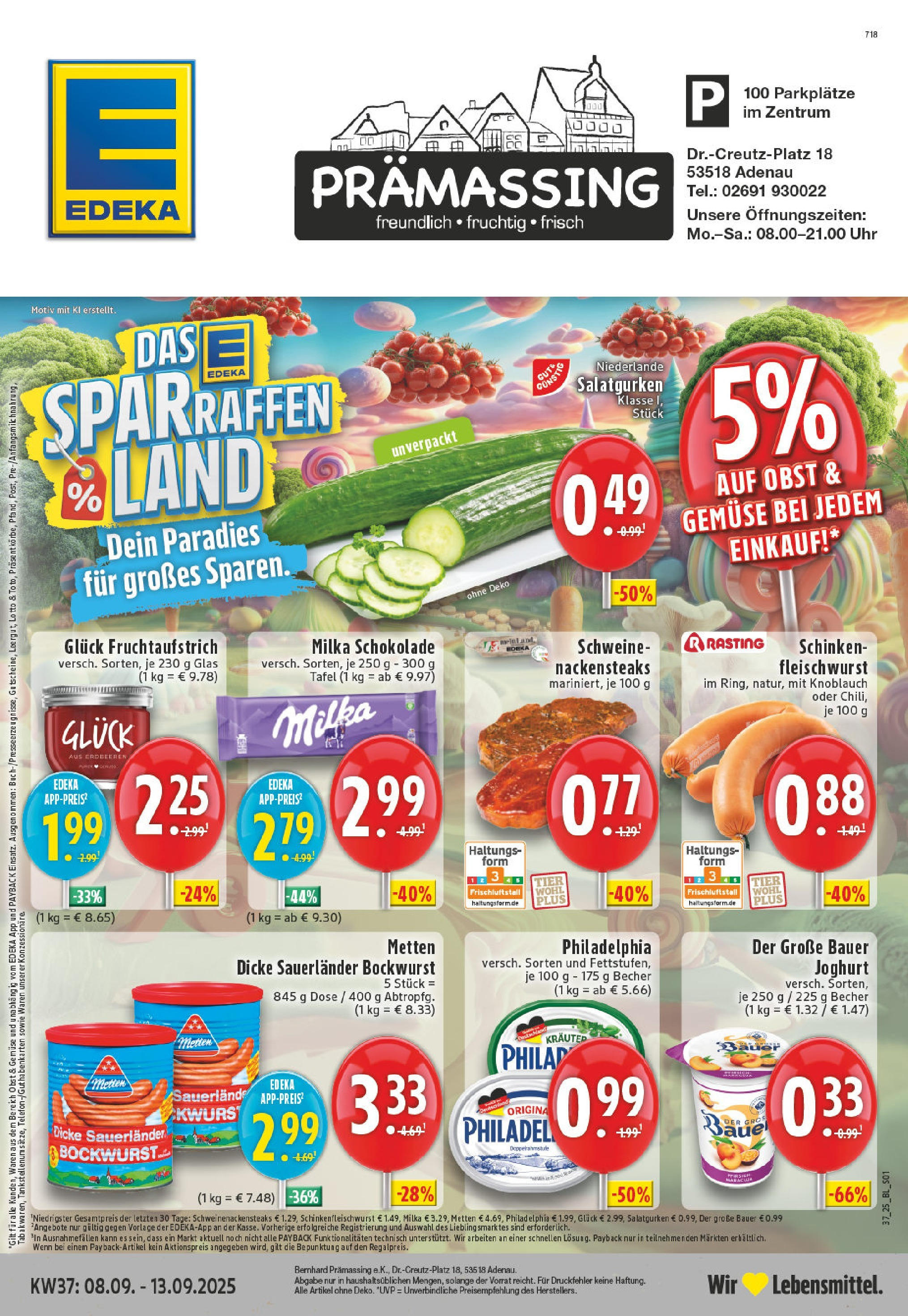 Edeka prospekt Adenau / Eifel (ab 07.09.2025) » Angebote Online | Seite: 1 | Produkte: Joghurt, Schinken, Erdbeeren, Uhr Edeka prospekt Adenau / Eifel (ab 07.09.2025) » Angebote Online | Seite: 1 | Produkte: Joghurt, Schinken, Erdbeeren, Uhr