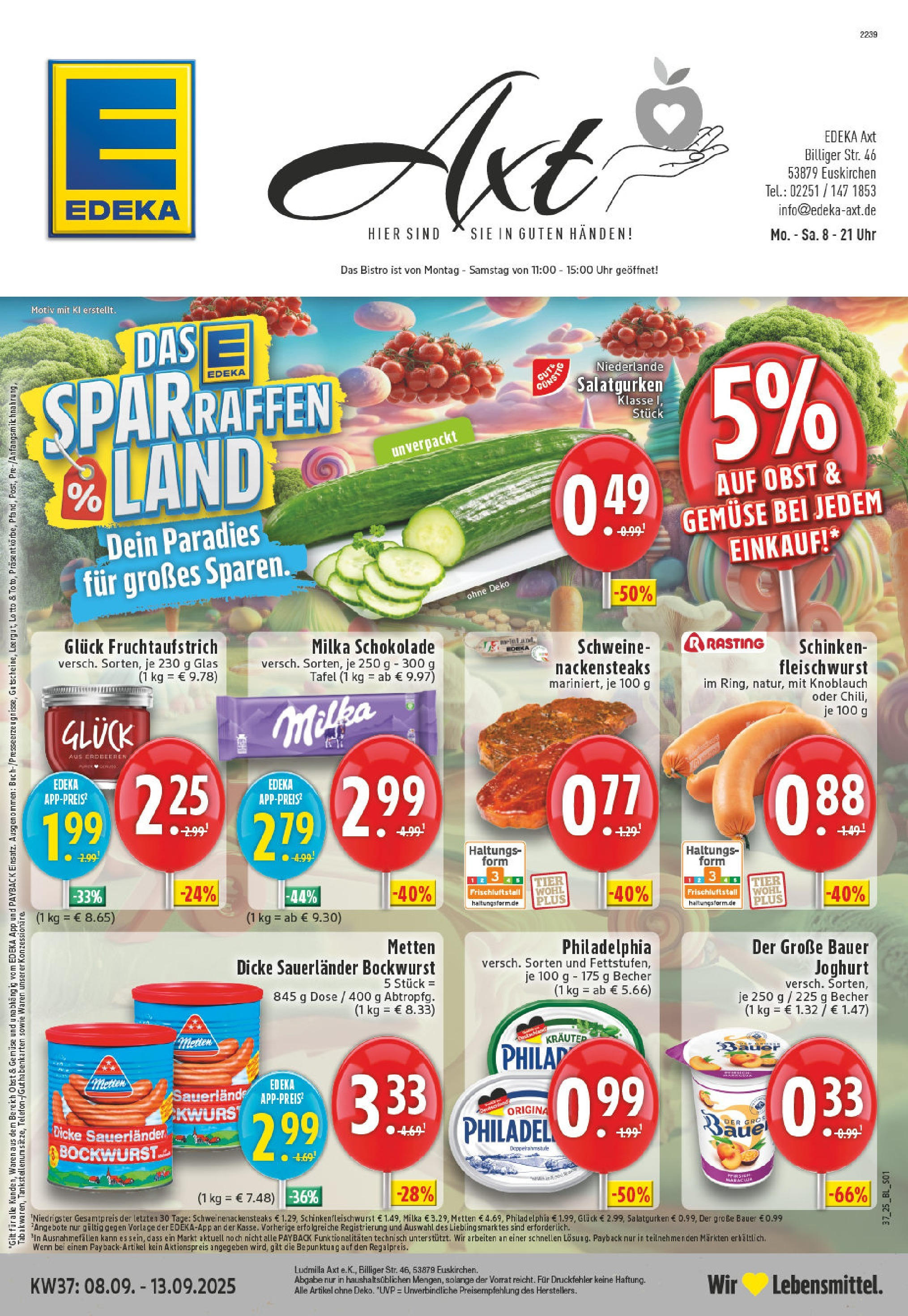 Edeka prospekt Euskirchen (ab 07.09.2025) » Angebote Online | Seite: 1 | Produkte: Joghurt, Schokolade, Obst, Erdbeeren Edeka prospekt Euskirchen (ab 07.09.2025) » Angebote Online | Seite: 1 | Produkte: Joghurt, Schokolade, Obst, Erdbeeren